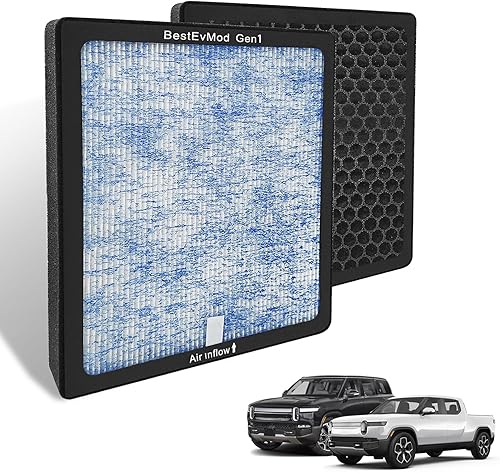 BestEvMod Filtro de aire compatible con Rivian R1T y Rivian R1S Filtro de aire de repuesto HEPA H13 carbón activado compatible con accesorios Rivian