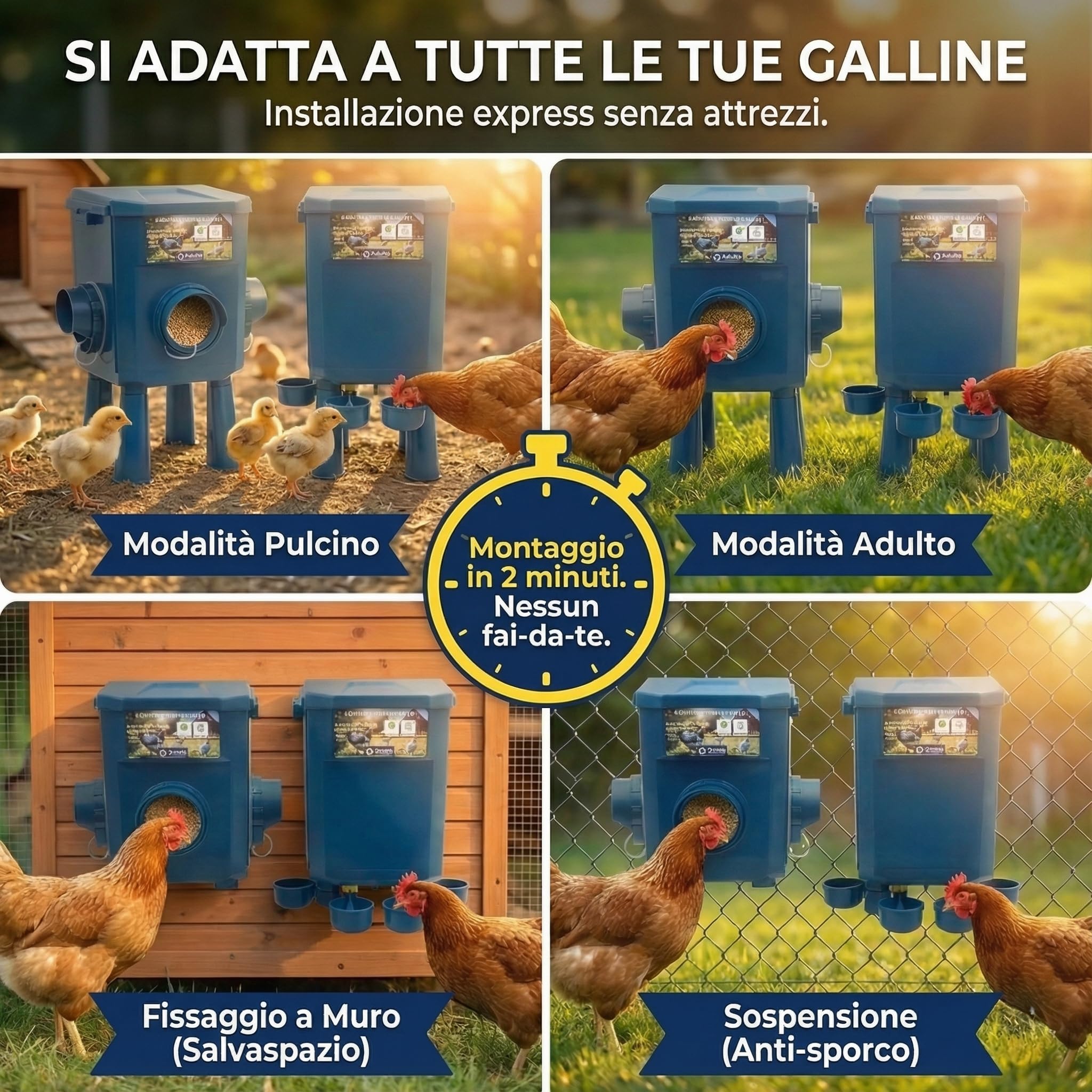 Kit Mangiatoia e Abbeveratoio Galline 12KG/11L – Anti-parassiti, Valvola Automatica, Anti-cianobatteri, Ideale per Micro-fattorie e Allevatori Amatoriali, Lunga Autonomia, Meno Ricariche, Durevoli