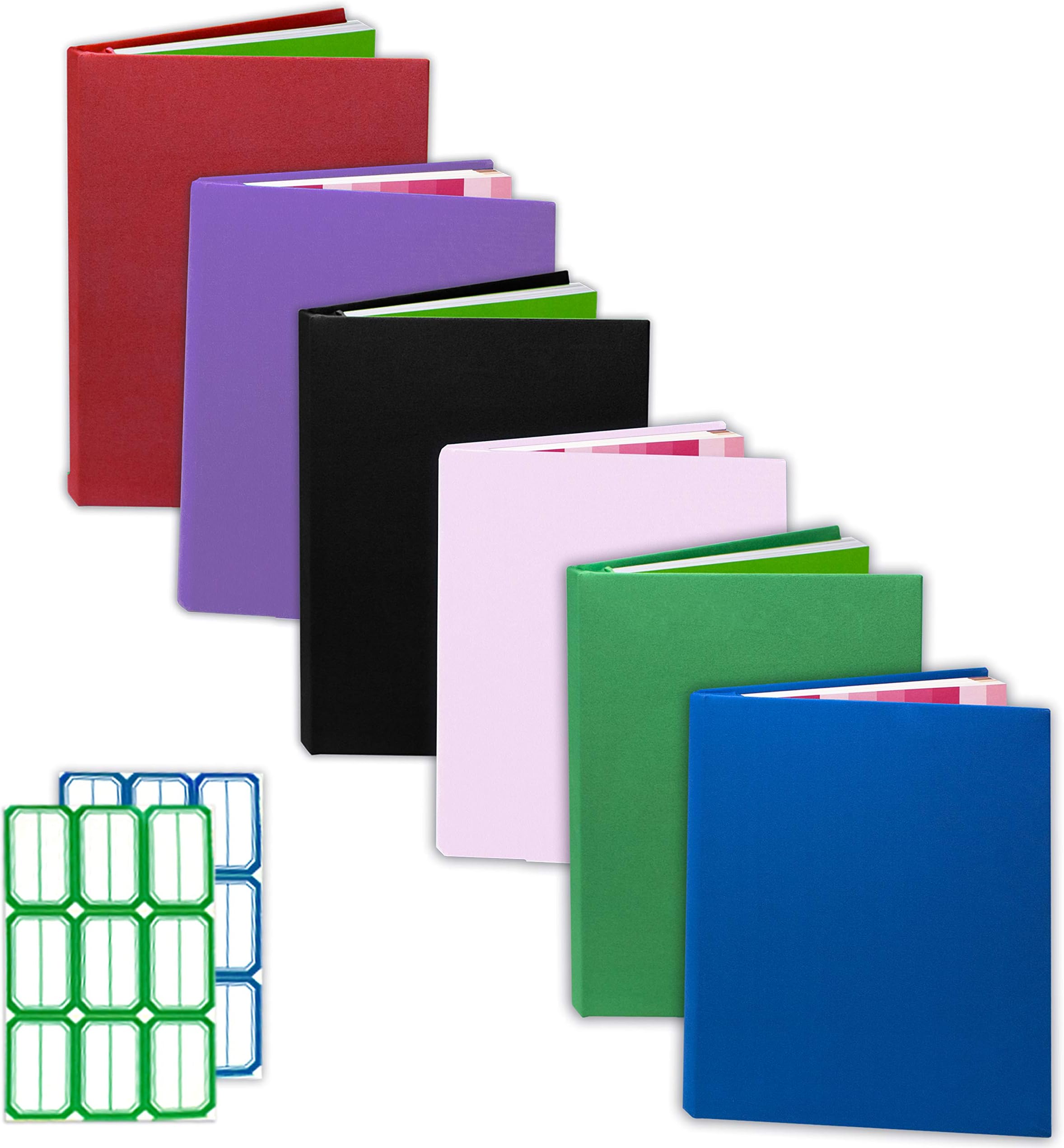 Kraftex Book Covers [6 pack] Stretchable Book Covers for Hardcover, Paperbacks. Jumbo Book Socks Covers for Textbooks. Book Protectors Washable, Durable, Reusable with Free Sticker Labels (Small)