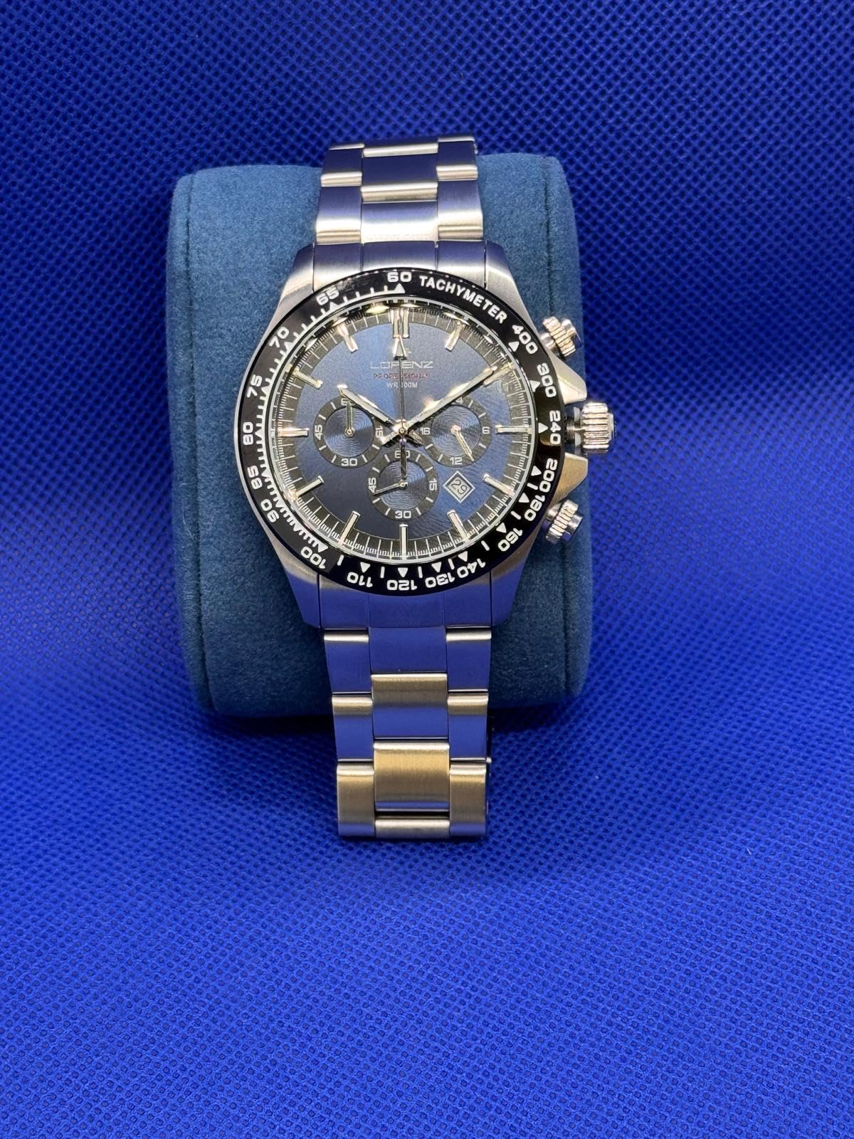 Lorenz Chrono 26175EE Cronografo da uomo al quarzo in acciaio inox sub 100 metri