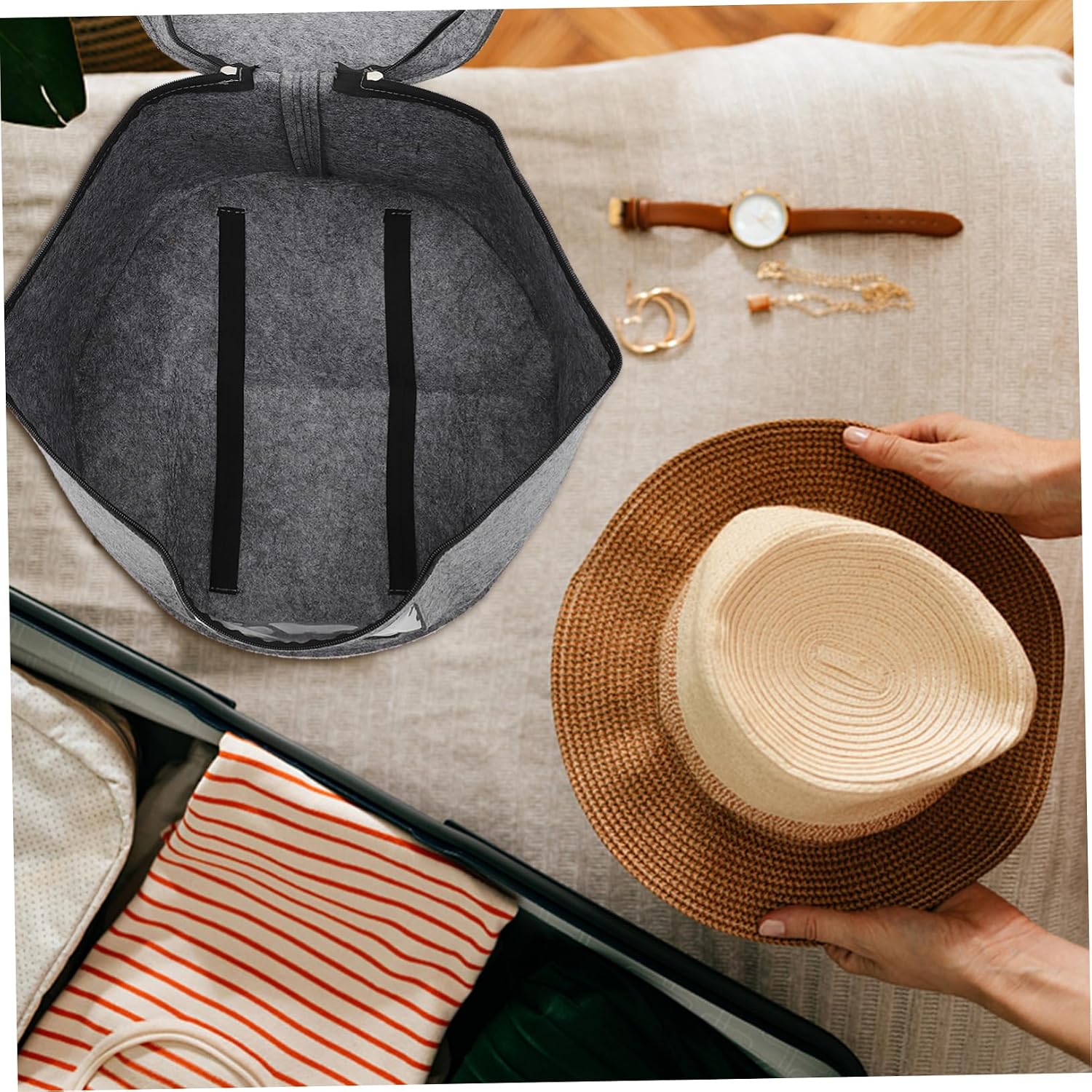 Alipis Organizing Box Hat Storage Case with Folding Design Bra Storage Boxes Travel Organizer