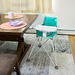 Bright Starts Pop 'N Dine Portable High Chair, Indoor/Outdoor, BPA Free Tray, Easy to Fold, Unisex, Teal, 6 Months +