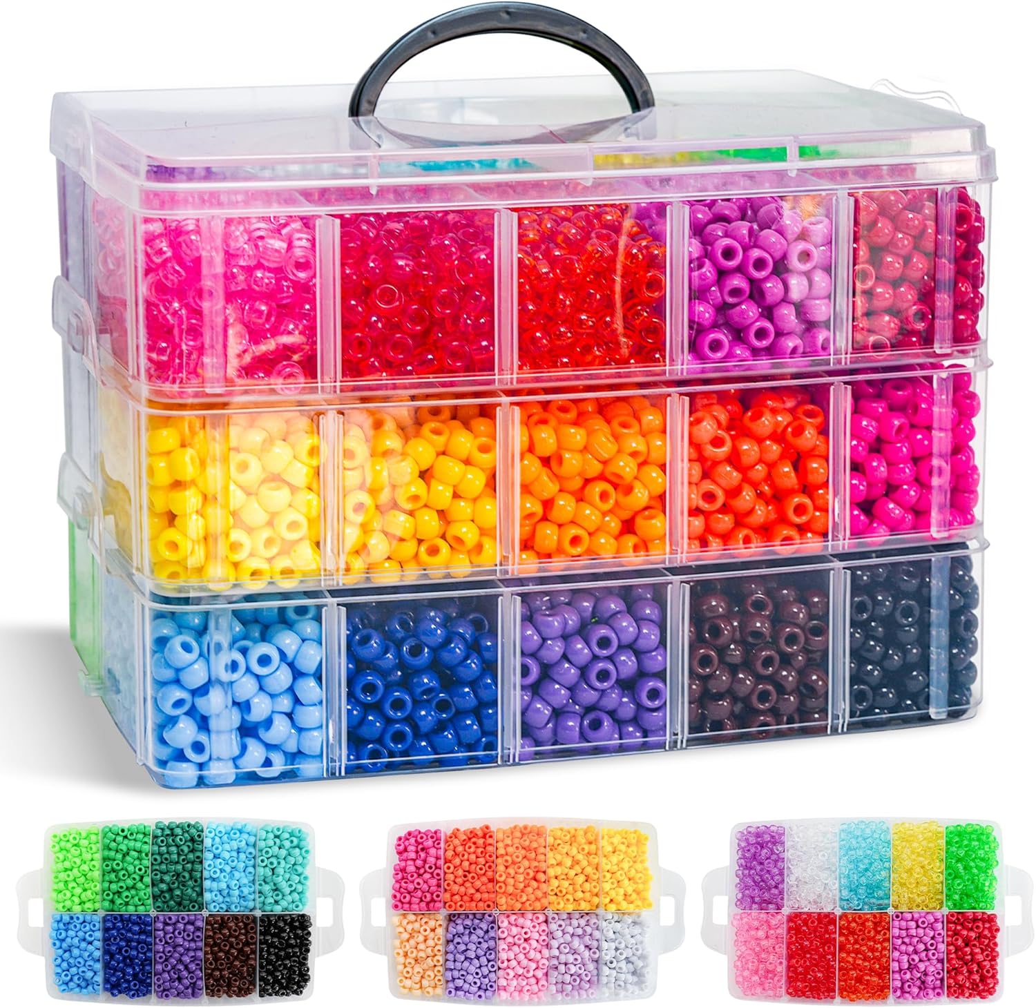 Pony Beads 10,000 Pieces Bracelet Making Kit, 30 Colors Kandi Beads Kit for Bracelets, Jewelry, Hair & Crafts, DIY Projects for Teens and Adults