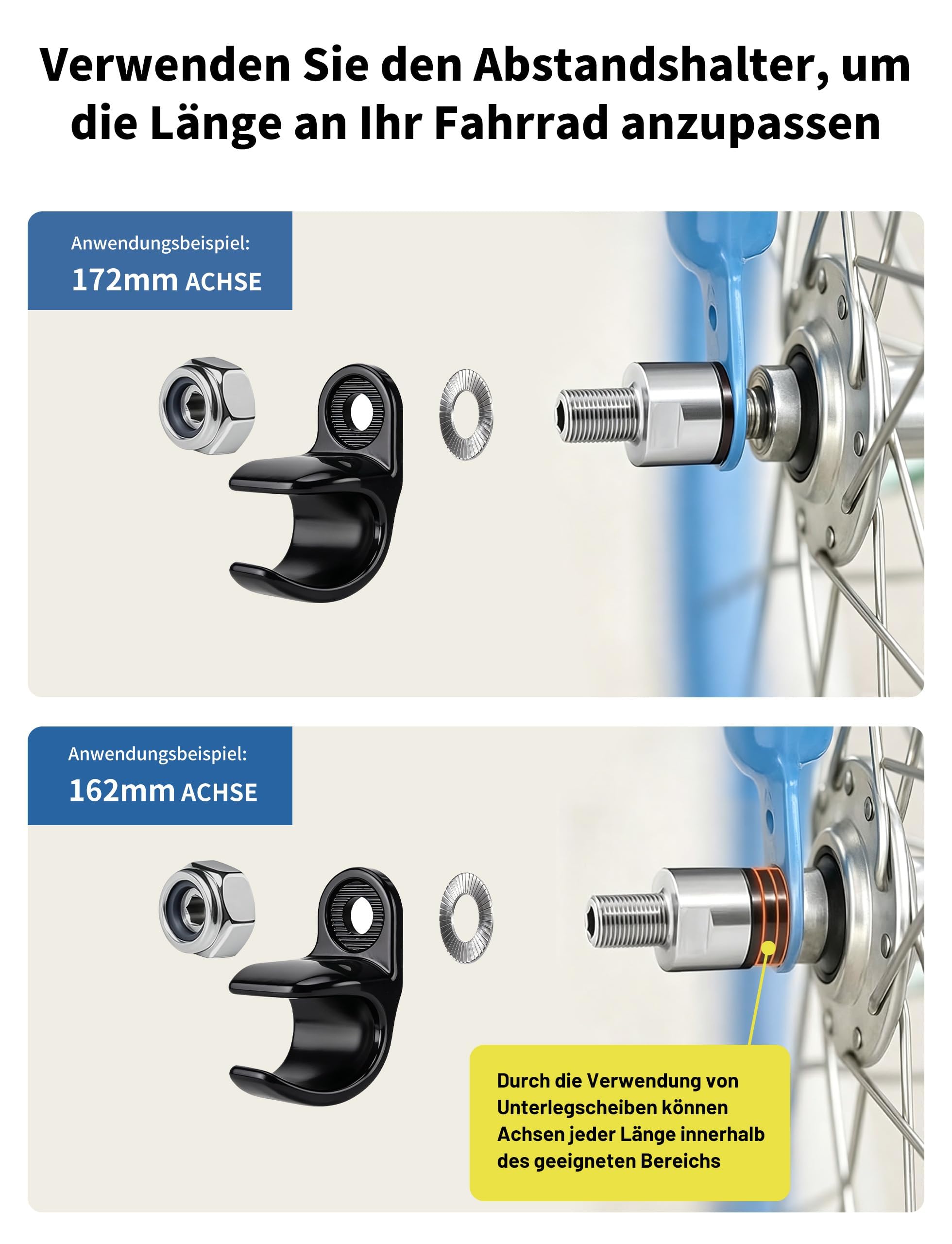 WildKids Steckachse für Fahrradanhänger M12 160-172 mm Steckachse, Einstellbare Schaftlänge, Steckachse kompatibel für Thule,Qeridoo,Croozer Fahrradanhängerkupplungen - Mit Anti-Rutsch-Muttern