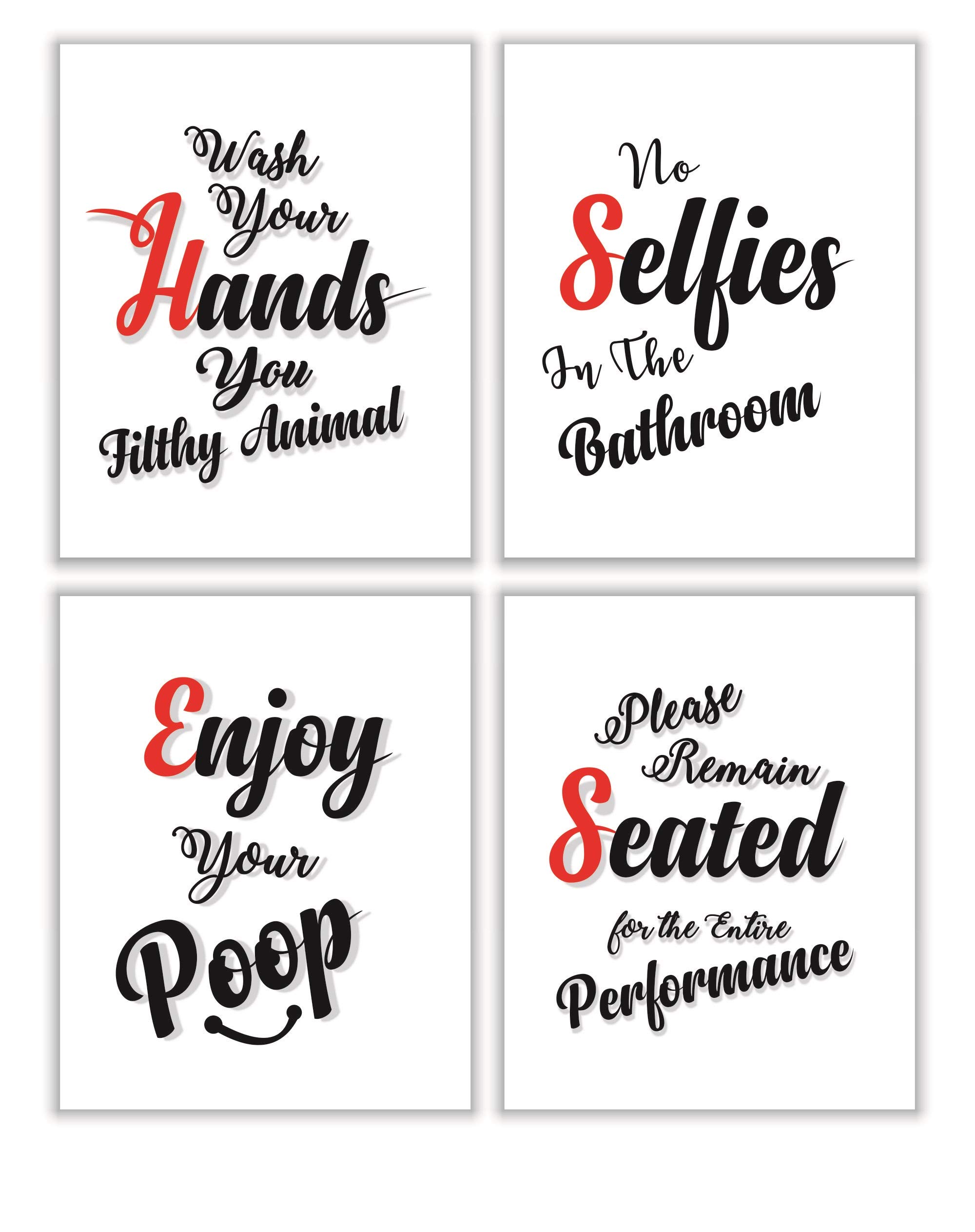 Funny Bathroom Quotes And Sayings Art Prints Set Of 4 | Desertcart INDIA