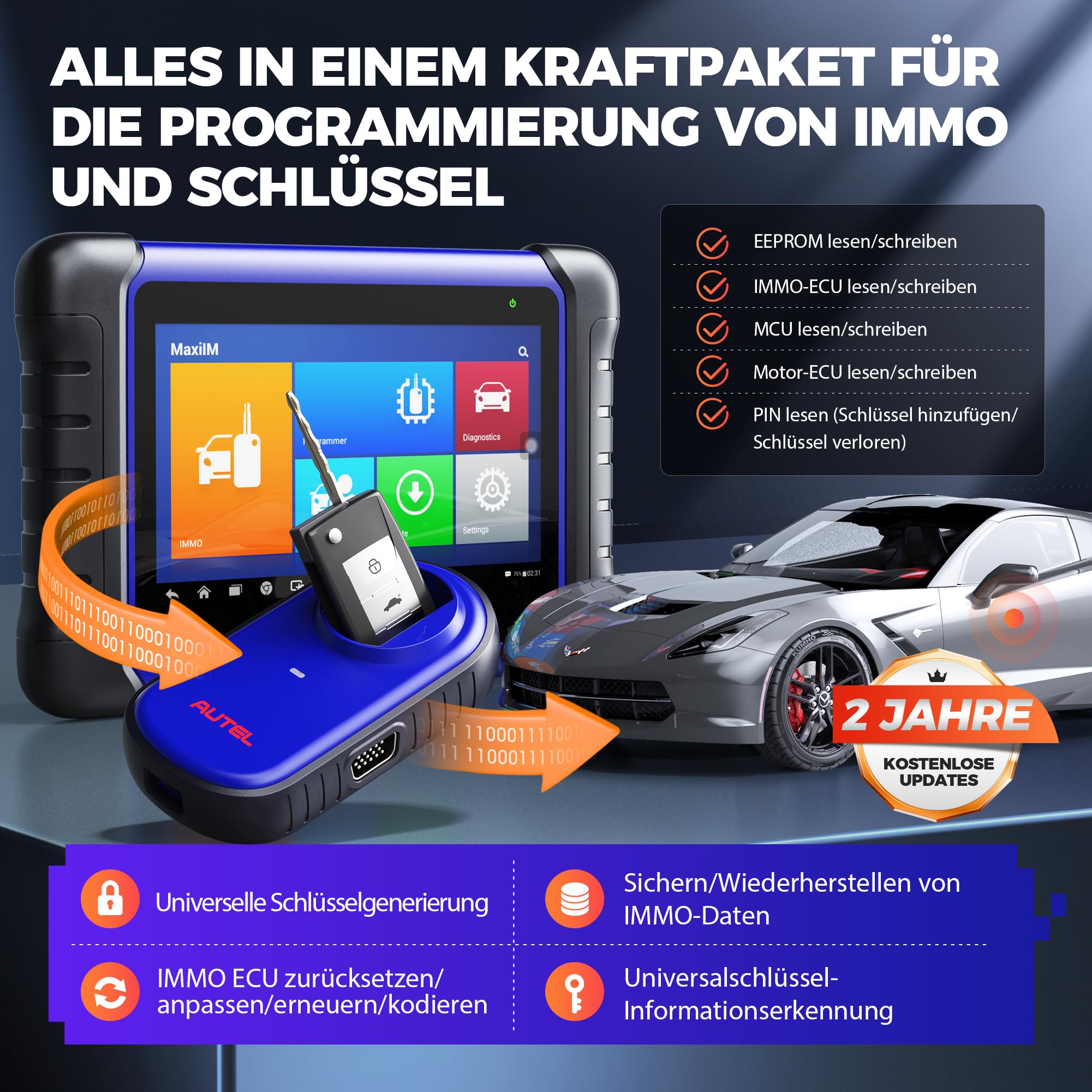 Autel MaxiIM IM508S Scanner [2 Jahres Update] Schlüssel Programmierwerkzeug mit XP200 Programmierer, Bidirektional Kontroll Auto Diagnosegerät, IMMO-Funktionen, 40+ Dienste, Alle Systemdiagnose