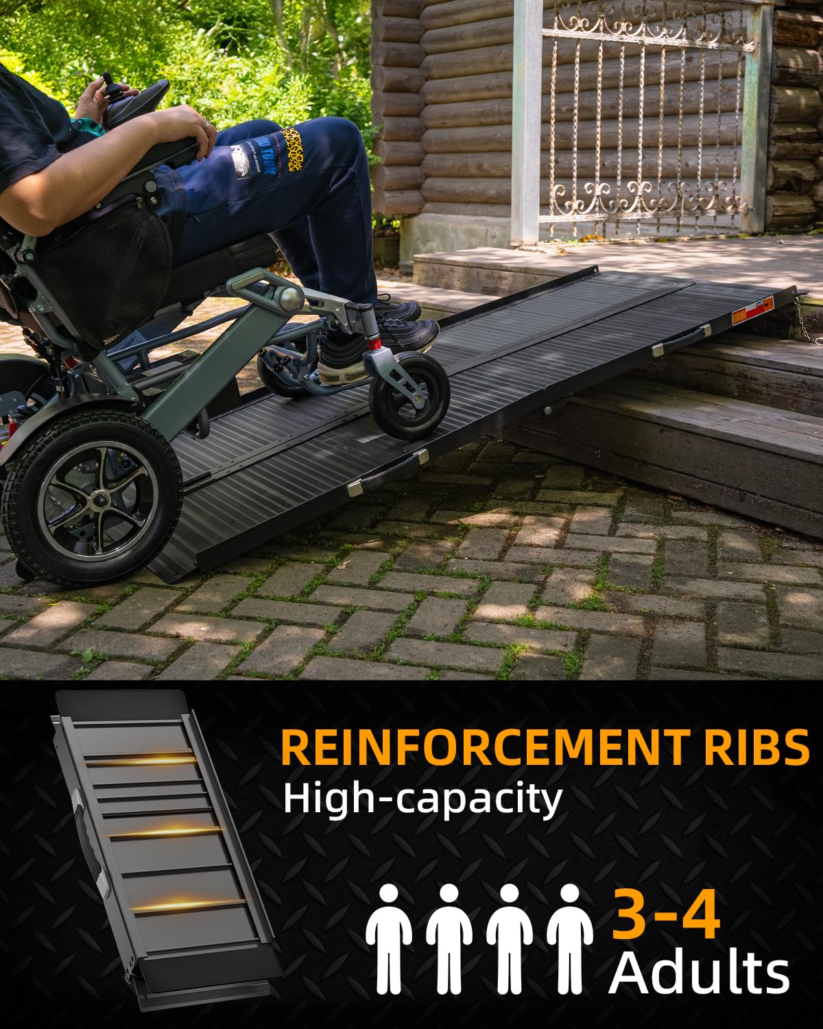 VNN Portable Wheelchair Ramp - 5FT Black -5