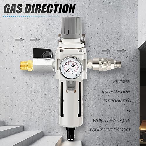 Miniatura 3 de Filtro de humedad para compresor de aire, filtro de línea de aire de drenaje automático AW4000-04D, entrada NPT de 12 pulgada con calibre de 150 PSI