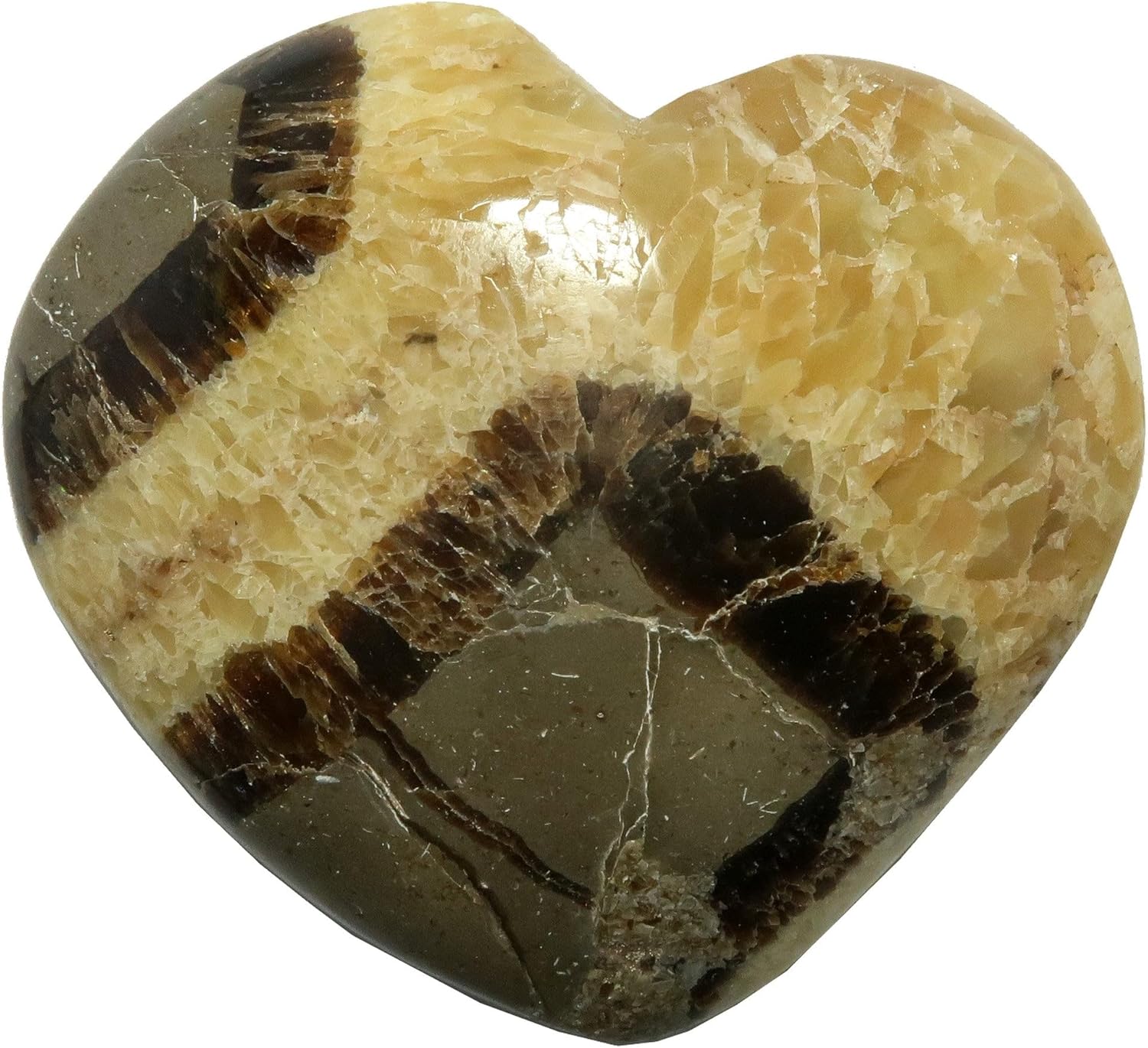 Satin Crystals Septarian Heart Dragon Stone Brown Yellow Calcite 2.75-3.0 Inches