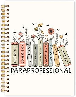 Floral Book Paraprofessional Gifts Spiral Notebooks, Teacher Assistant Aide Gifts Journals for Writing, Paraeducator Gift Journal, Para Professional Notebook for Note Taking, 5.5x8.3 Inch