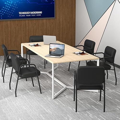 Miniatura 5 de Tangkula Juego de 2 sillas de invitados para sala de espera, sillas tapizadas de piel sintética para sala de conferencias con reposabrazos