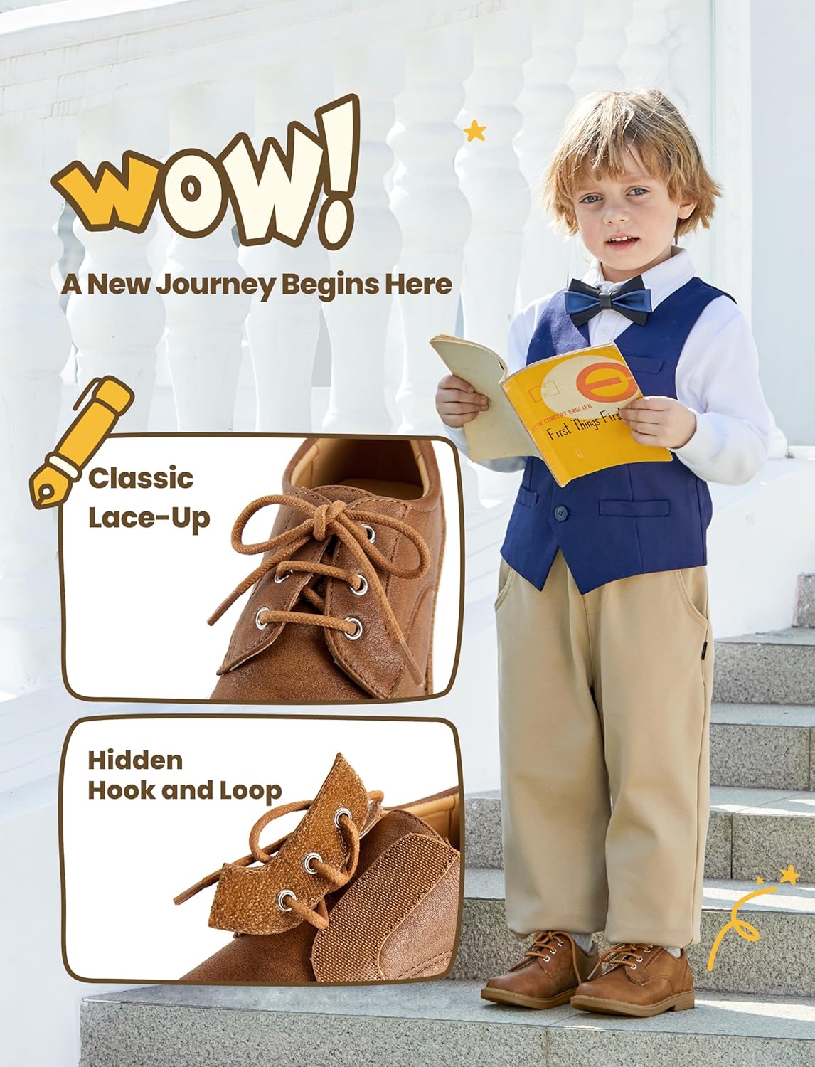 PATPAT Boys Girls Dress Shoes,Oxford Loafers Formal School Shoes for Toddler Little Big Kids - Image 2