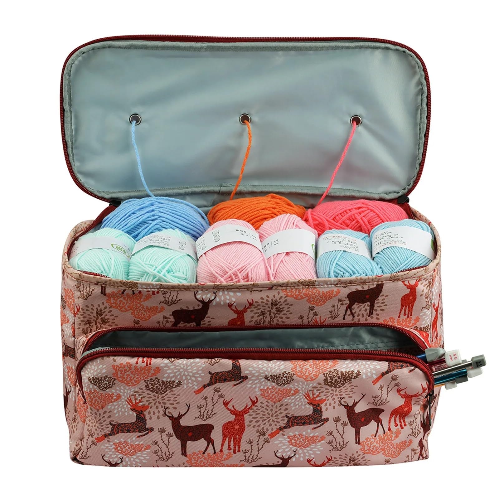Scatola da cucito che trasporta ferri maglia uncinetti accessori borsa cestino portaoggetti artigianale(Style D)