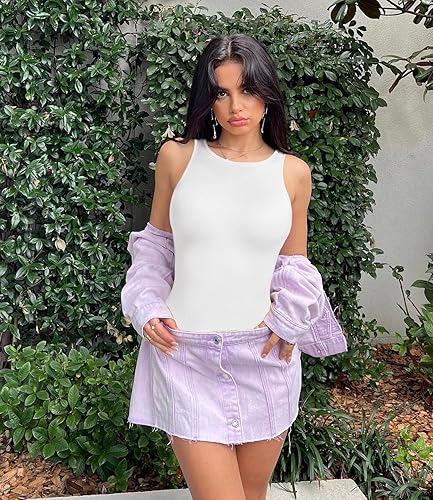 Miniatura 3 de TDIFFUN Body moldeador para mujer, con control de abdomen, sin costuras, acanalado, cuello alto, sin mangas, tanga moldeadora