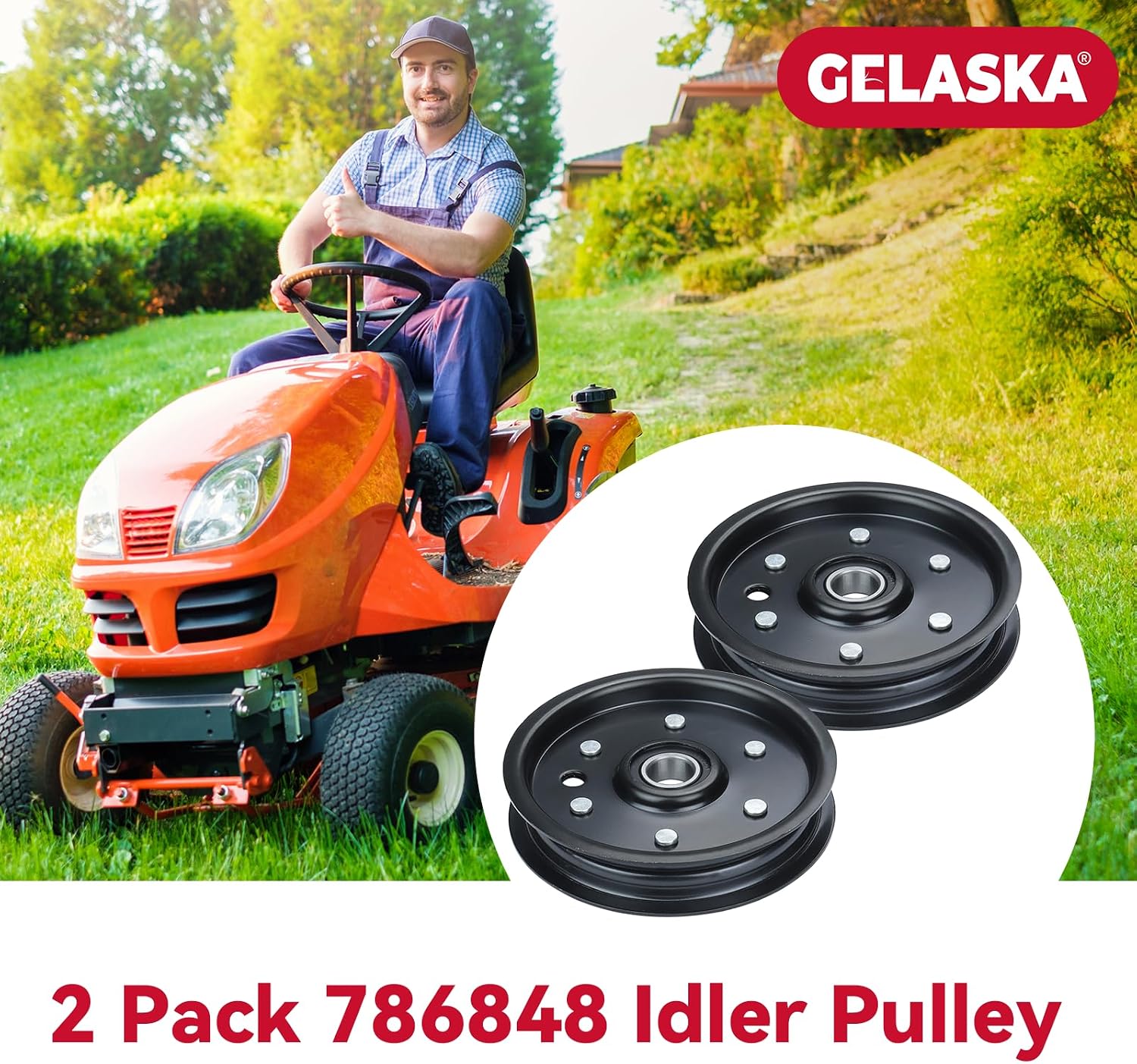 GELASKA 2 Pack 607525 Idler Pulley Replaces Hustler 786848 Pulley for Hustler Fastrak 48" 54" 60", Trimstar 36" 48" 54" 60", Hustler 929232 930107 927285 927228 927236 928382 928481 930164 Decks