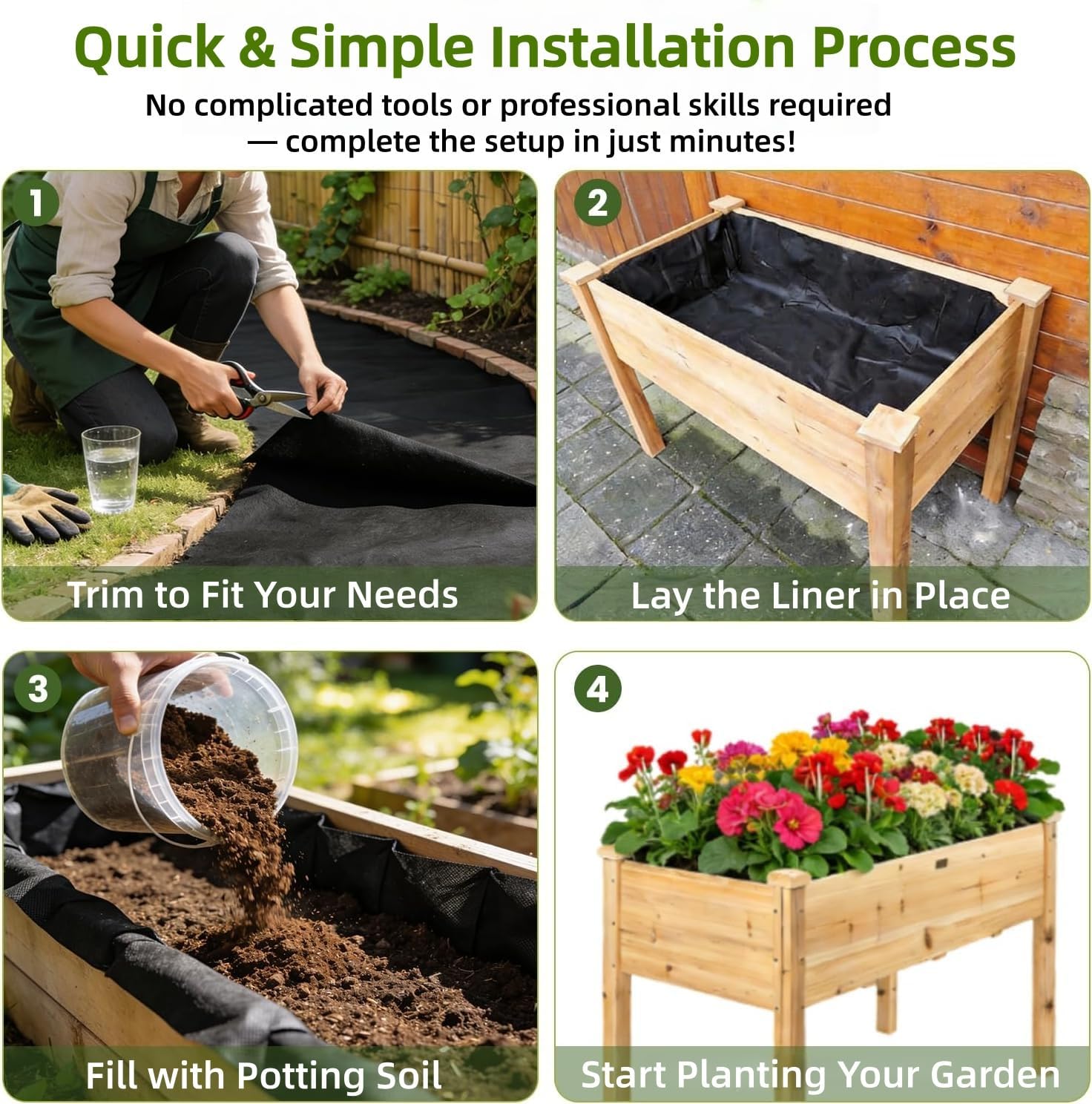 2 Pack Planter Liner, Raised Garden Bed & Planter Box Liner for Outdoor Use image 5