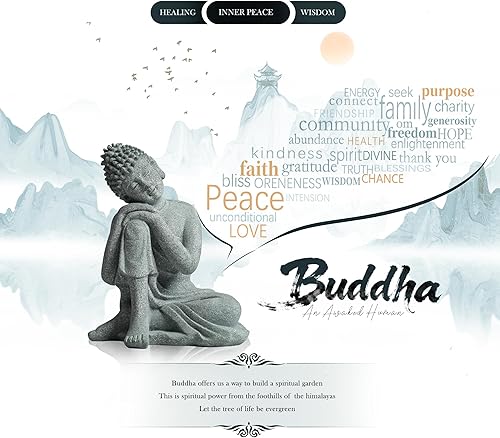 Vista 11 de Estatua de Little Buda para el hogar – Estatua de meditación de piedra hecha a mano de Buda sentado, Buda, Buda, estatua de Buda bebé Buda