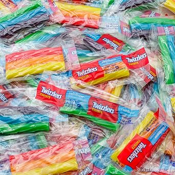 Rainbow Chewy Candy 2 lb Licorice Style Twists, Assorted Fruit Flavored Orange, Strawberry, Lemonade, Blue Raspberry, Watermelon, Grape, Bulk