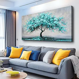 KELIYUAN Canvas Wall Art For Living Room Framed Wall Decor For Bedroom Modern Office Decorations Paintings Blue Green Tree Pictures Artwork Wall Prints Room Home Decor Aesthetic 20"x40"