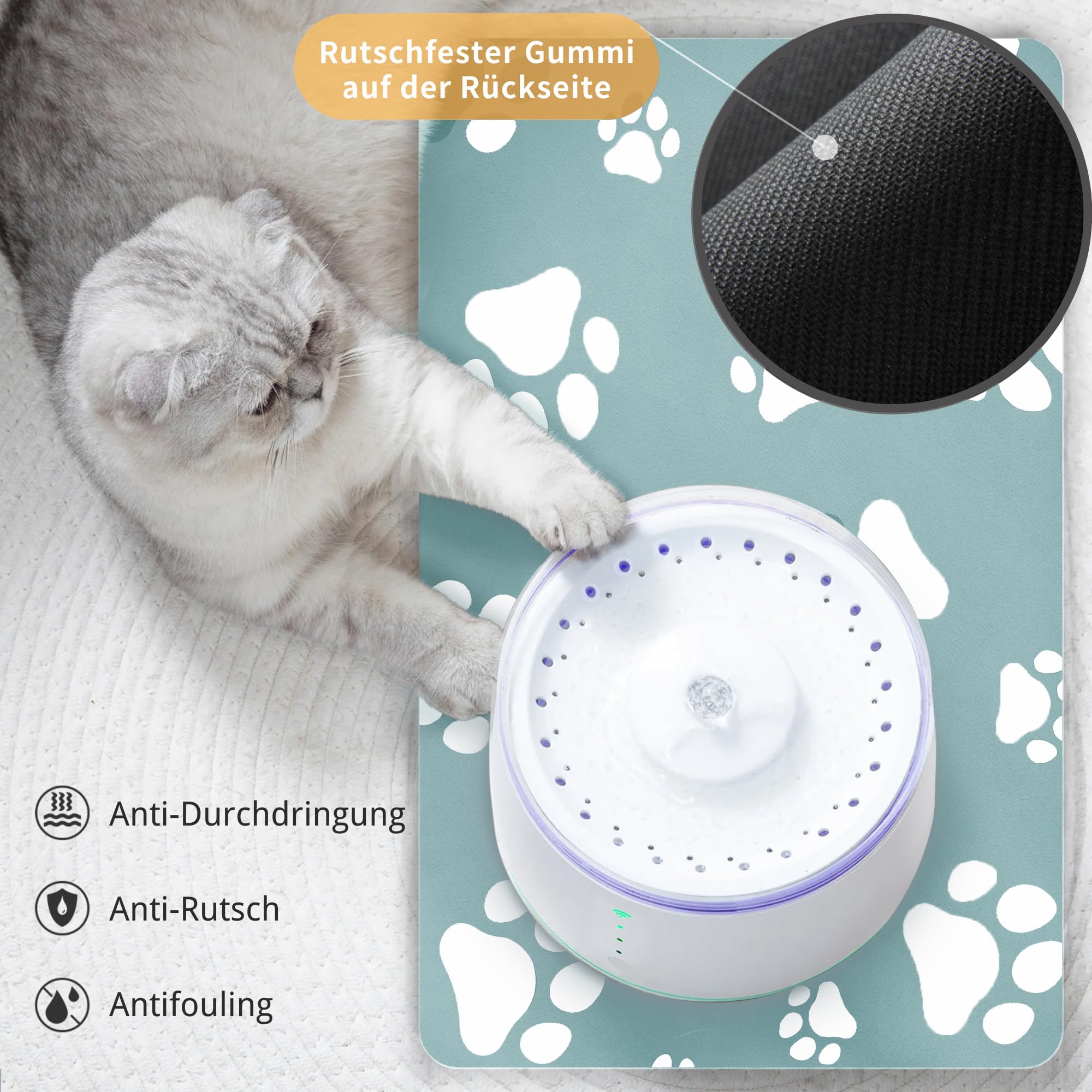 JanYoo Bakmat voor katten, voerbak, onderlegger, 50 x 35 cm, waterdichte huisdier, voermatten, antislip onderlegger, kattenbak, voederbak, mat (groen JanYoo Bakmat voor katten, voerbak, onderlegger, 50 x 35 cm, waterdichte huisdier, voermatten, antislip onderlegger, kattenbak, voederbak, mat (groen