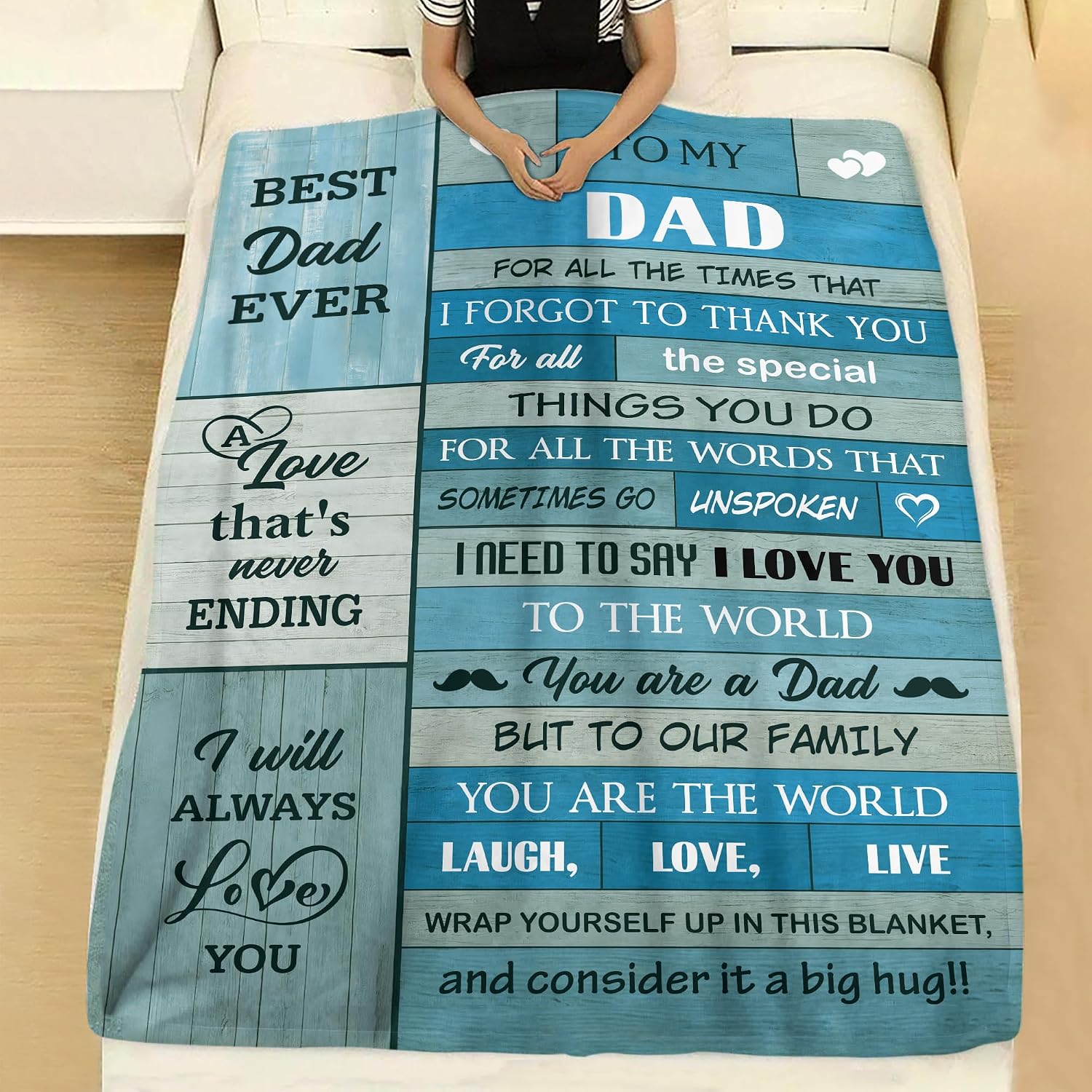 GOSSBY Personalized Custom Blanket Dad Custom Blanket Gifts For Fathers Day For Husband From Daughter, Birthday Gifts For Husband, Husband Soft Blanket From Wife, Personalized Father's Day Birthday Gi