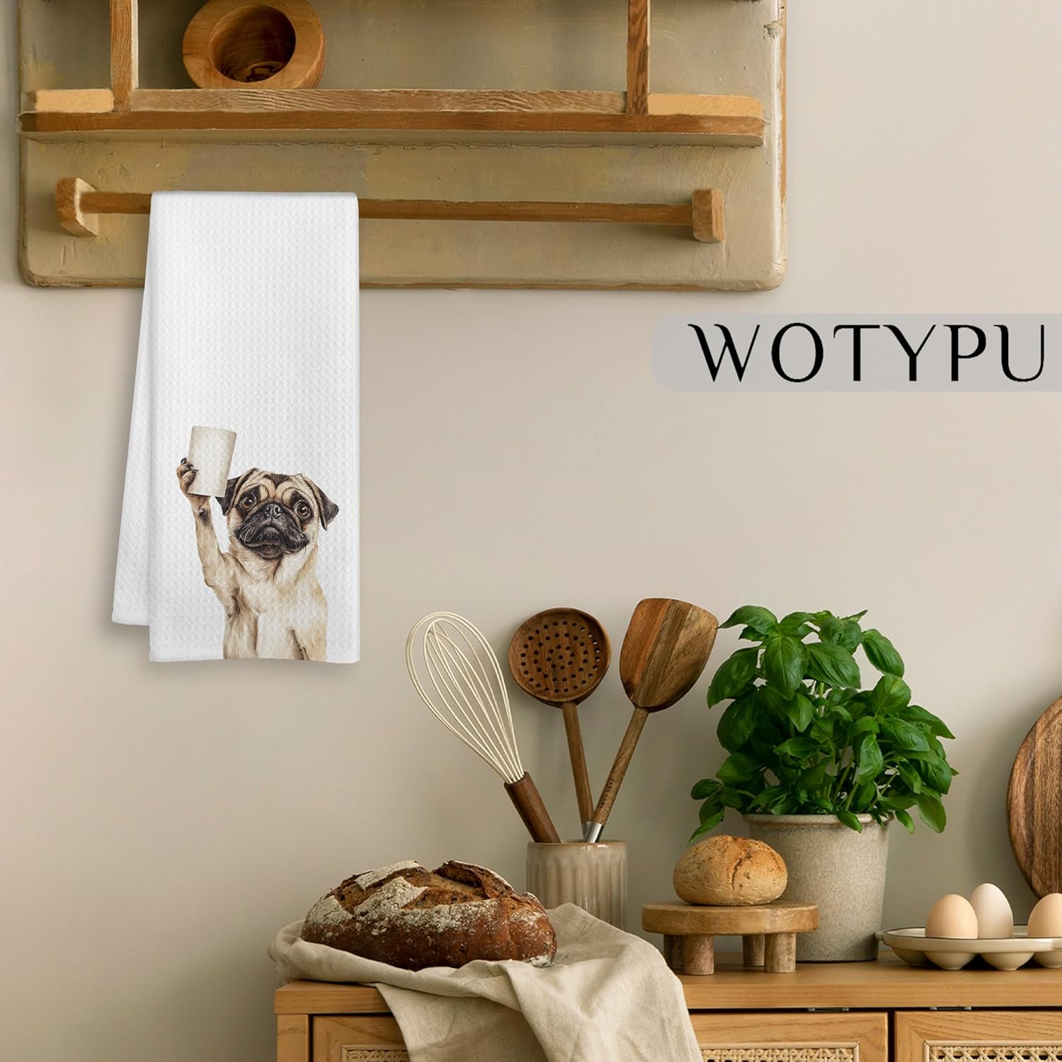 Funny Pug Gifts Bathroom Hand Towels, Pug Dog Lovers Gifts Decorative Hand Towels for Kids Guest Bathroom Washroom Half Bath, 16X24 Inch - Image 4