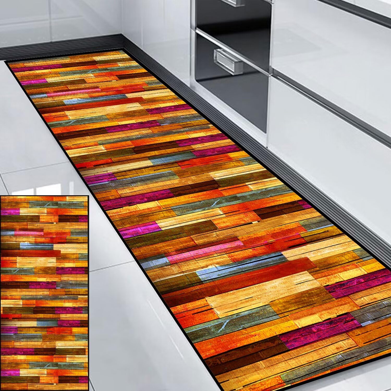 Tapis de sol lavable noir rouge 60 x 120 cm pour salon