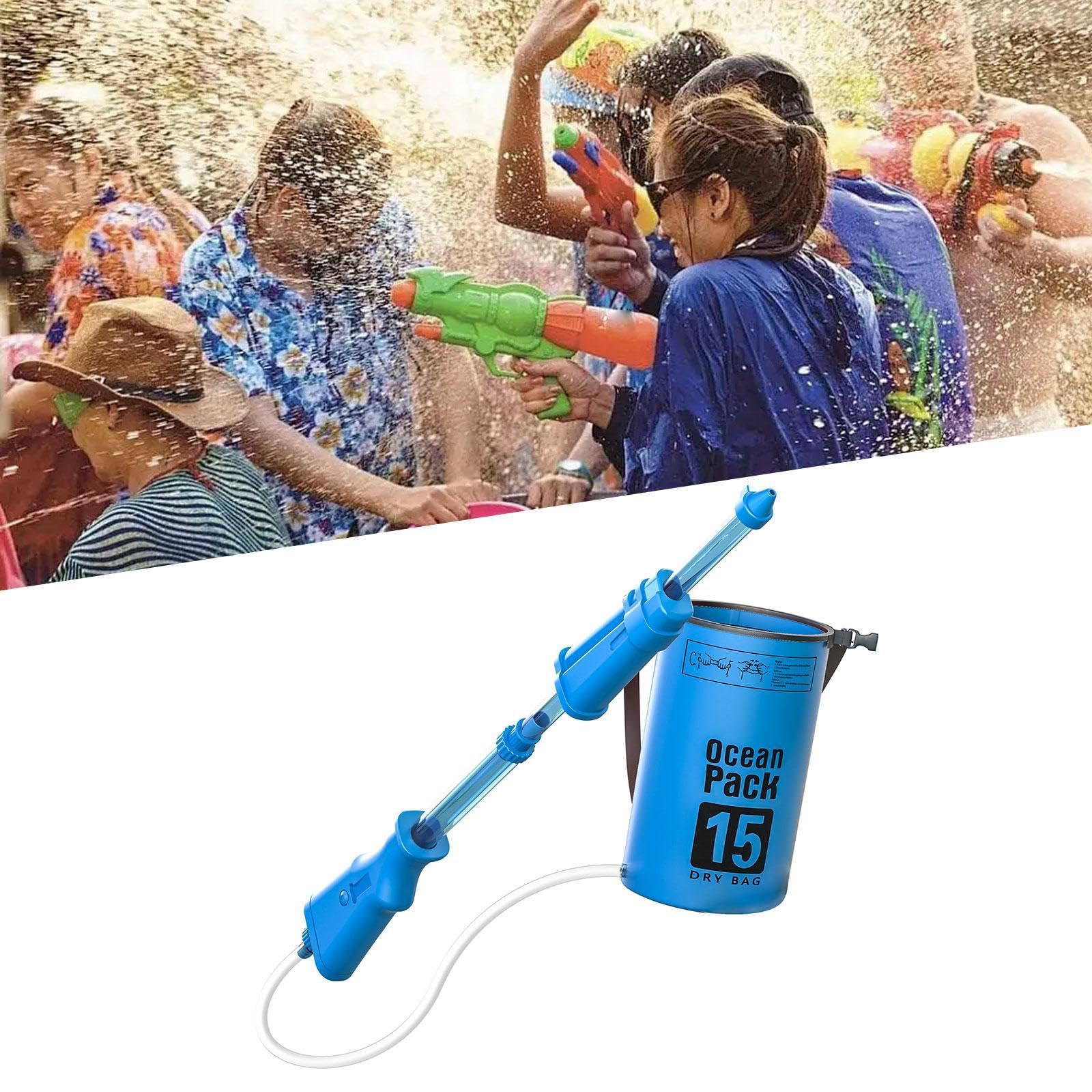 Qianly Backpack Wasser Spritzer Set Multifunktionales Spritzspielzeug mit Ziehfunktion Haltbares Pp Material Große Kapazität Kompakter Sprinkler für Outdoor, Blau