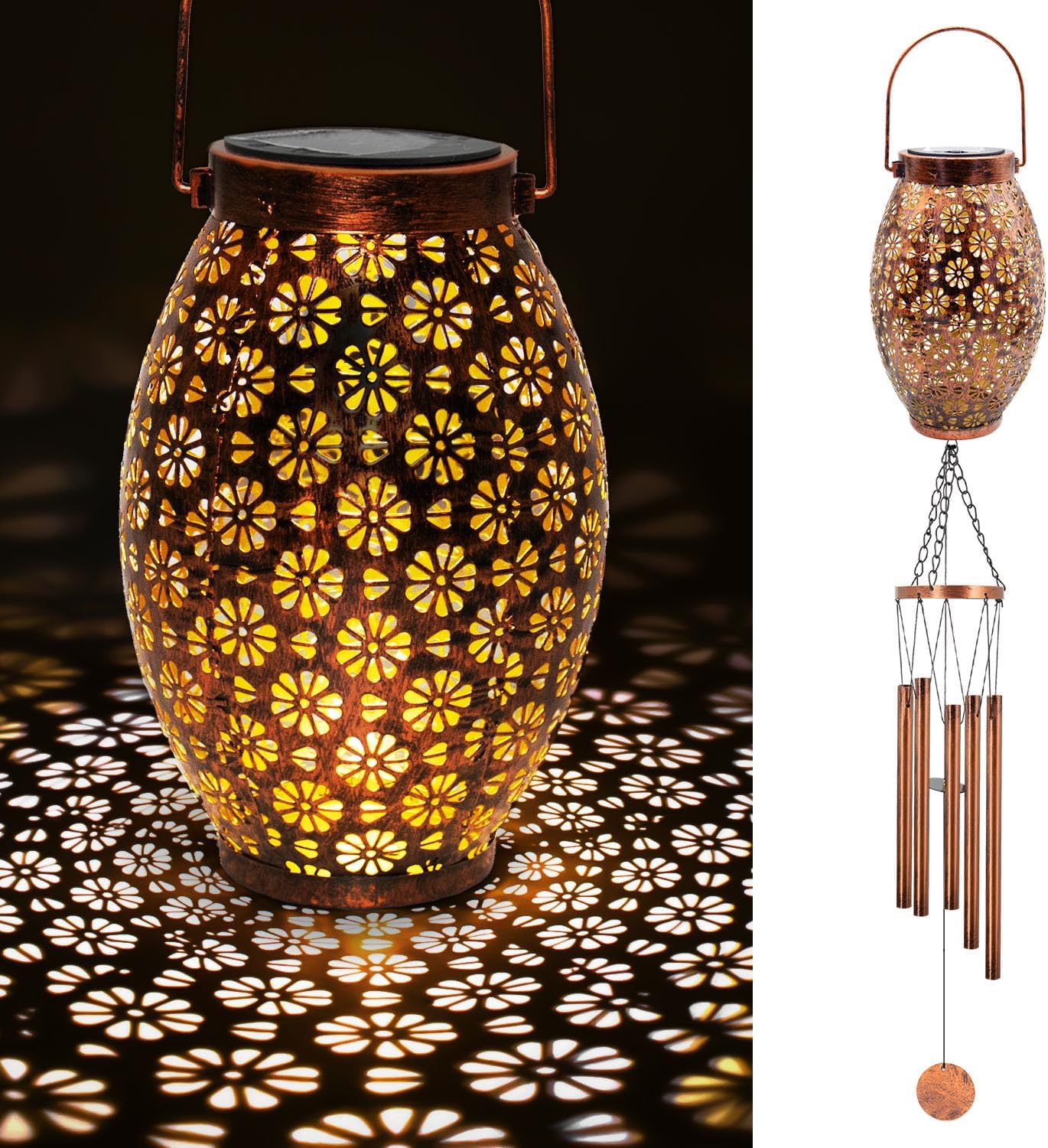 HOWARMER 35 inches Solar Wind Chimes for Outside, Hanging Solar Lantern Gifts for Mom,Garden Decor Wind Chime Patio Yard, Windchimes Outdoor Gifts for Women