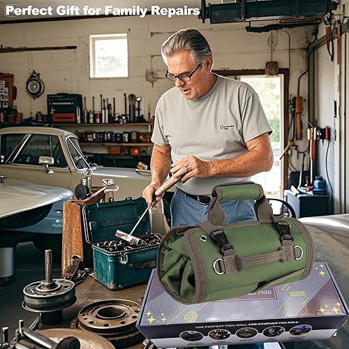 Miniatura 7 de Bolsa de herramientas enrollable de 23 bolsillos, organizador de herramientas para hombres, almacenamiento portátil de herramientas con bolsa con
