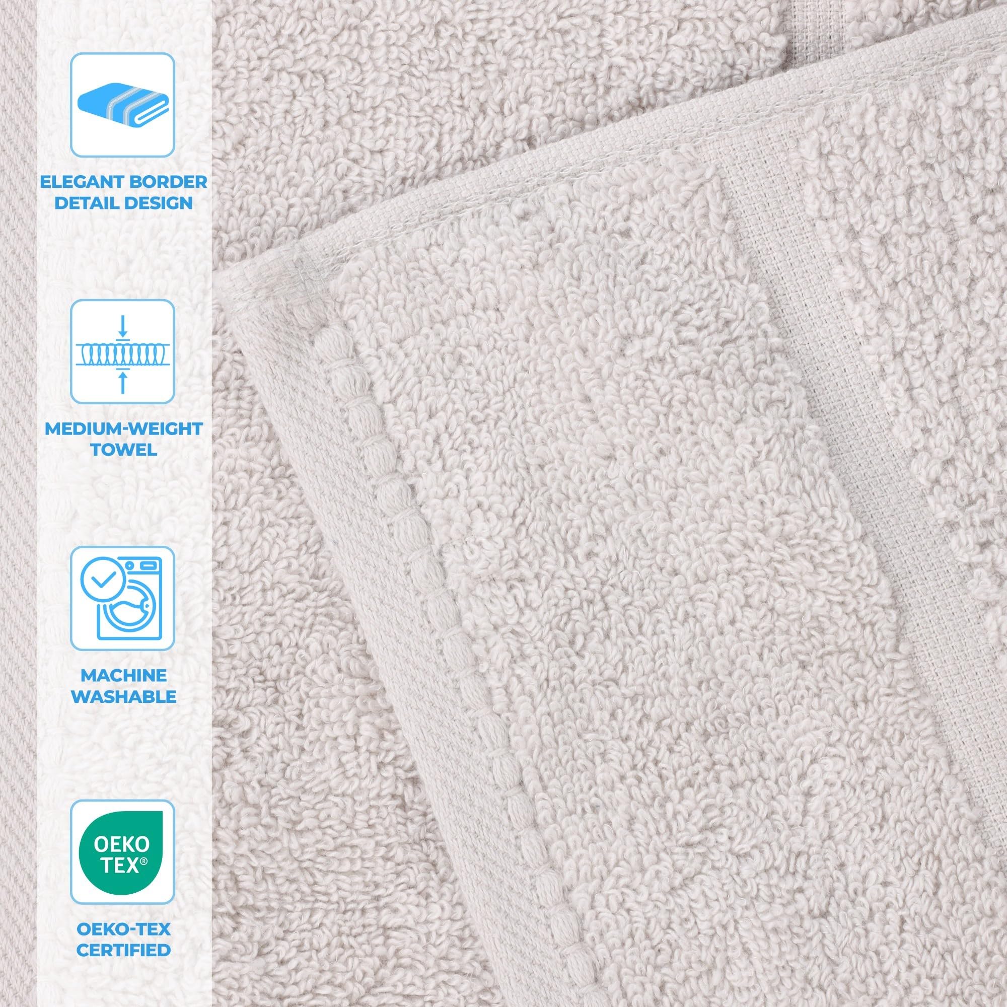 Superior Mile Smart Twist - Toallas pequeñas de algodón de peso medio, para cocina, baño, ducha, spa, felpa, secado rápido, esenciales ultrasuaves, detalle de borde, toallas faciales, juego de 12,