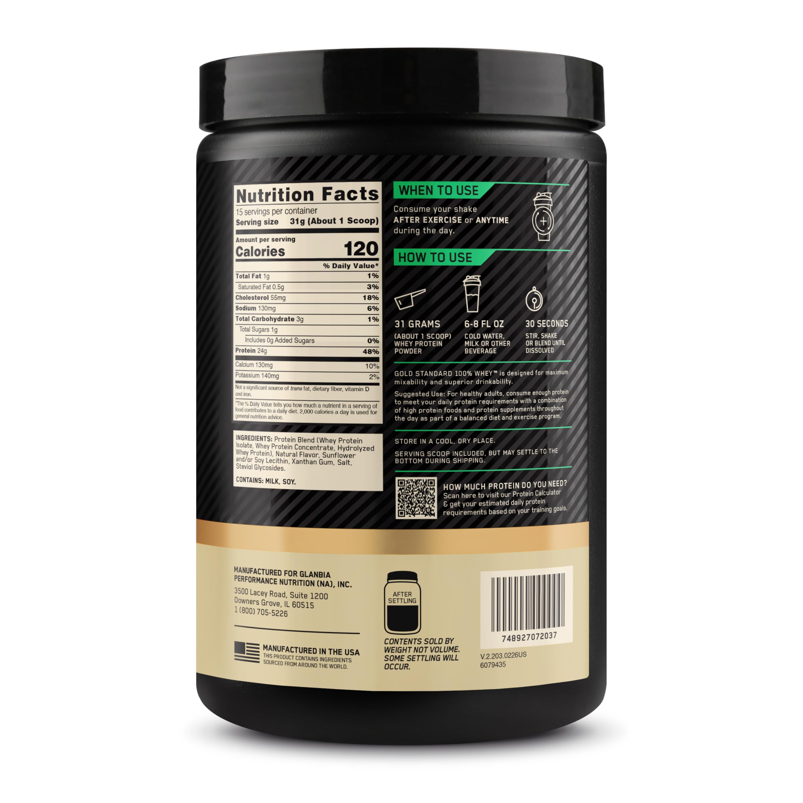 Optimum Nutrition Gold Standard Whey Protein Powder, Vanilla, 1.02 LB — Amazon image 10