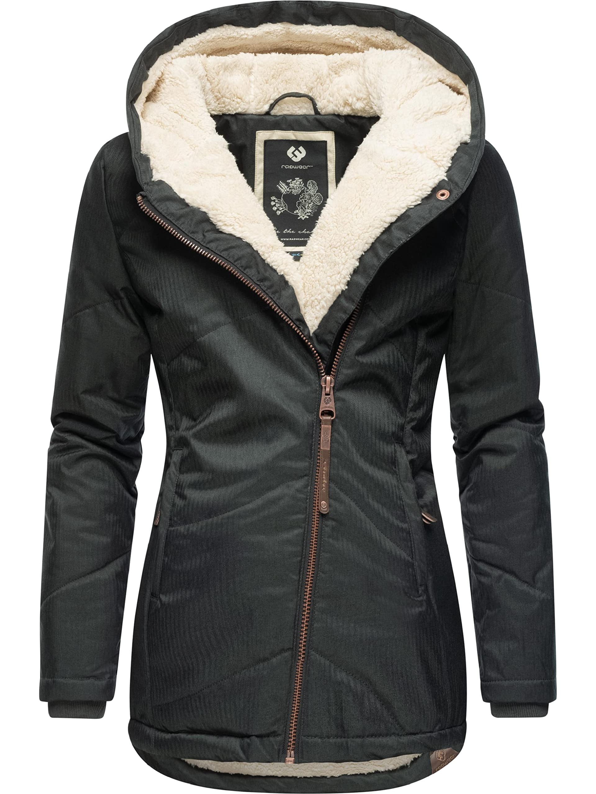 Ragwear Damen wasserdichte Winterjacke Gordon mit Kapuze, vegan