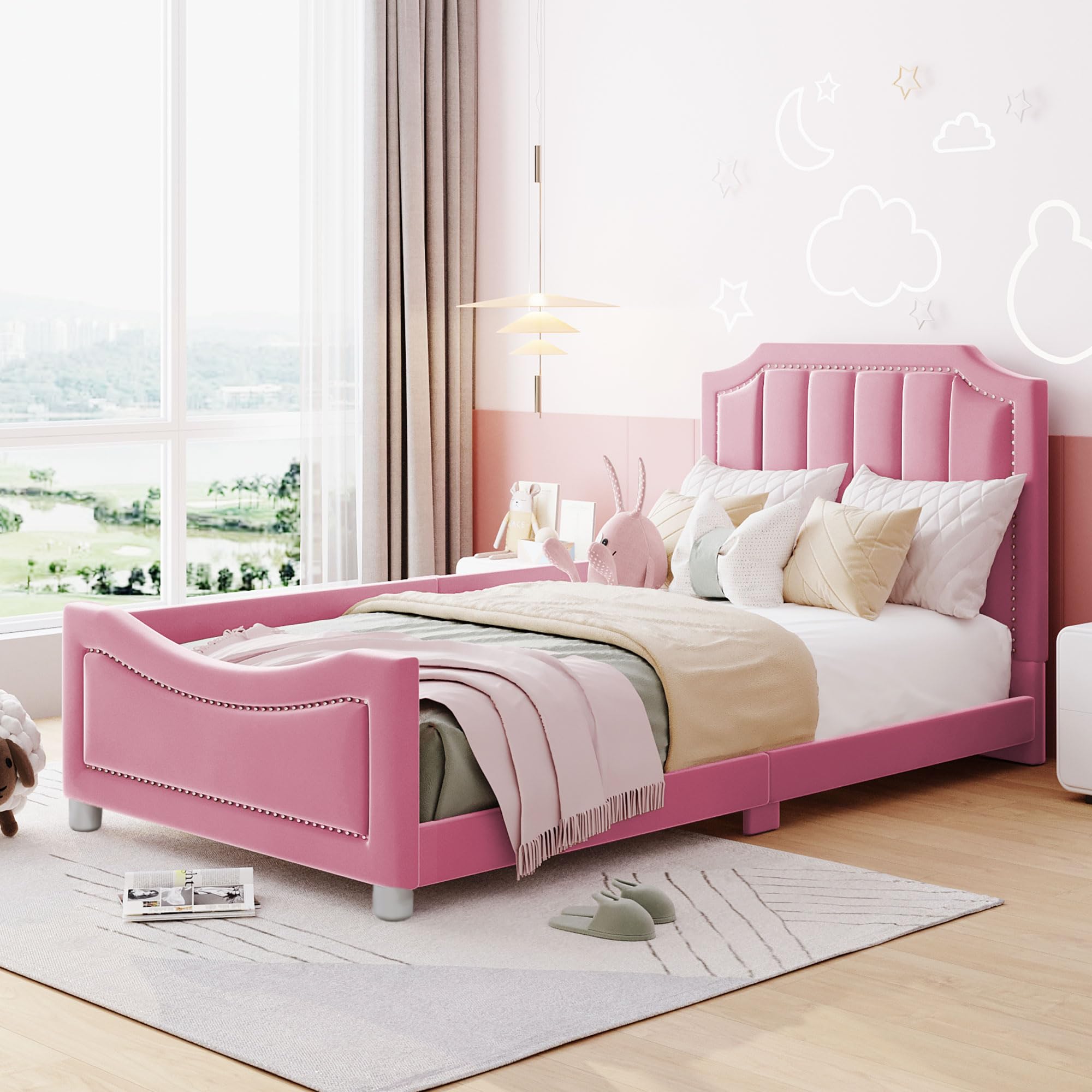 Merax Lettino Per Bambini 90x200 Cm In Legno Massello Con Testiera Libreria | Struttura Con Rete A Doghe, Colori Naturale E Bianco, Senza Materasso