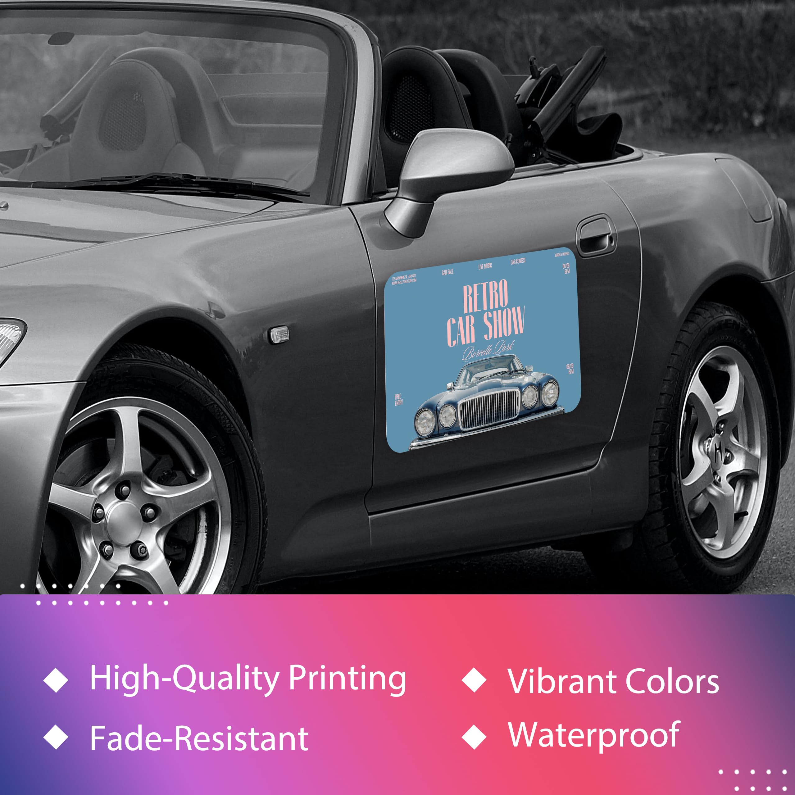 * Oval Car Magnet Meow Magnetic Bumper Sticker