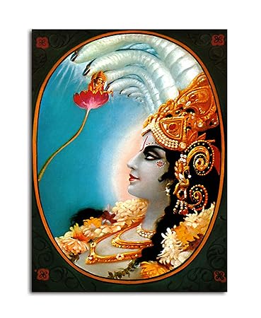 Tamatina Kerala Mural Art Canvas Painting | Lord Vishnu | Traditional Art Unframed Painting for Home decor|Size - 13X10 Inches.c220
