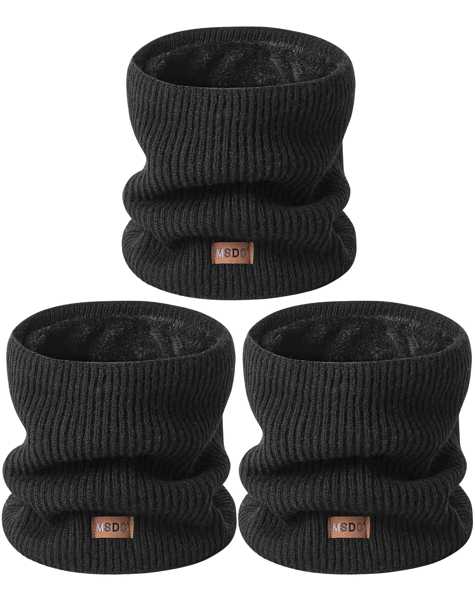 Men's Winter Scarf, Pack of 3, Neck Warmer Tube Scarf, Women's Thermal Thick Warm with Fleece Lining, Cold Weather, Loop Neck Tube Neckerchief, Men's Ski Face Mask Cover (Black x 3)-image-28