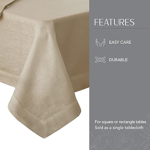 Miniatura 3 de Elrene Home Fashions Villeroy & Boch La Classica - Mantel de lino, ideal para comidas formales o uso diario, 70 x 126 pulgadas, natural