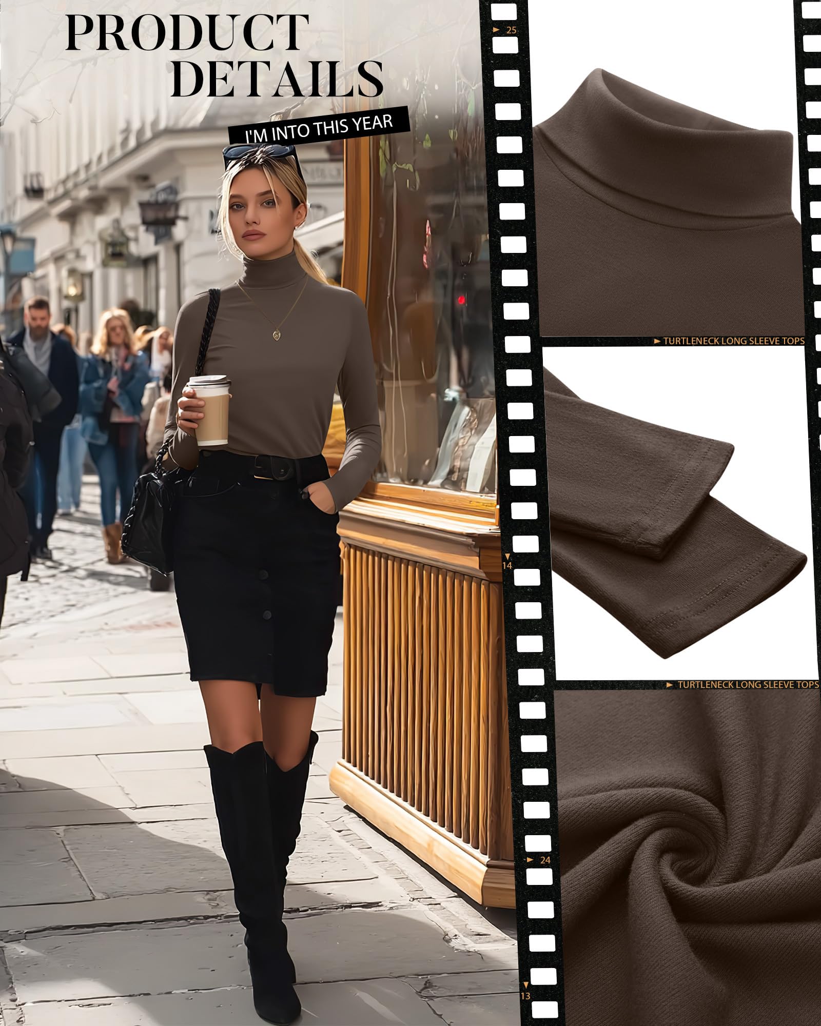 Neer Paquete de 3 Camisetas Algodón Cuello Alto Manga Larga Ropa Interior Térmica para Mujer Base Top Otoño Invierno Suéter