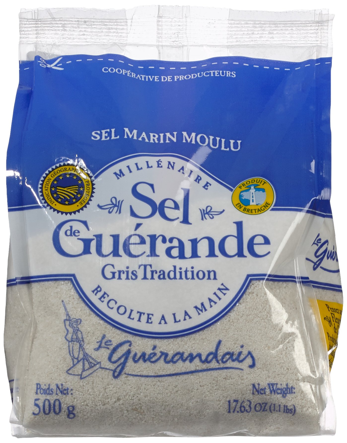 Le Guerandais Feines Meersalz Standbeutel, 3er Pack (3 x 500 g)
