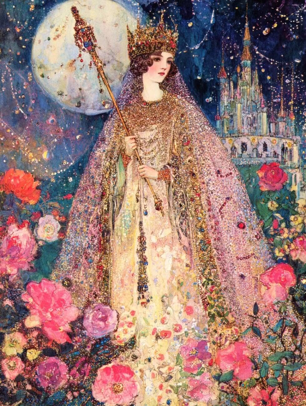 Henypt Cross Stitch Kit Women and Flowers DIY Arts Aand Craft Kit for Adults Beginners with Accessories Handmade DIY/Gifts 14CT 30x40cm