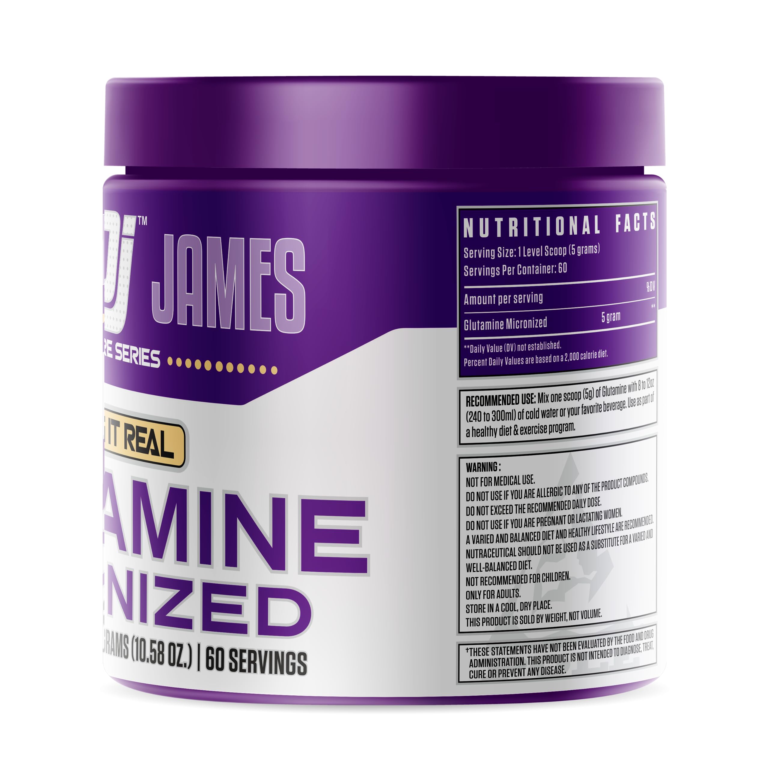 Dennis James Signature Series Glutamine Micronized | Premium Muscle Recovery & Immune Support | 60 Servings, 300g — Amazon image 3