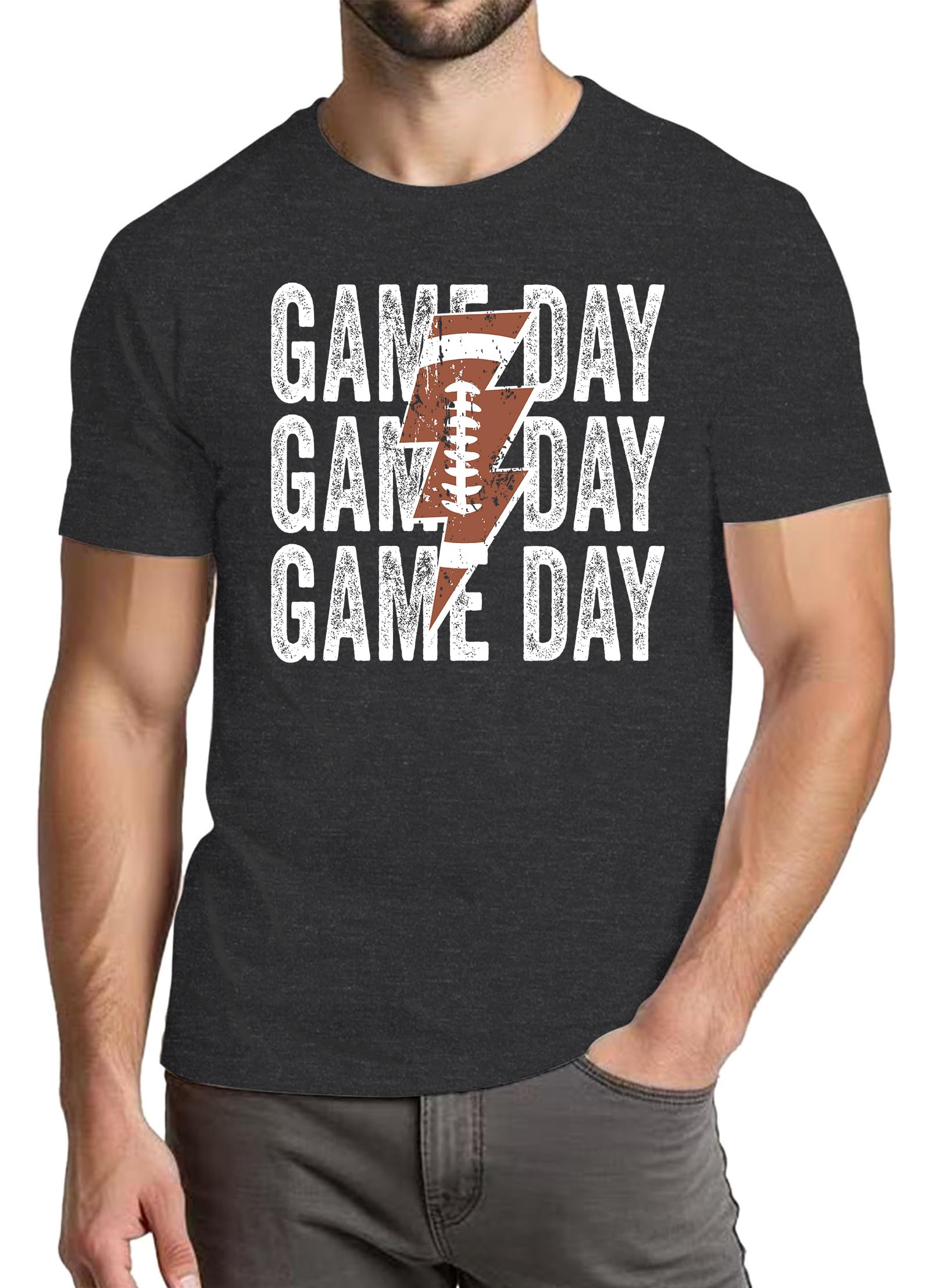 Game Day Football Shirt Men: Funny Football Season Graphic Tee Tops Game Day Short Sleeve Shirt