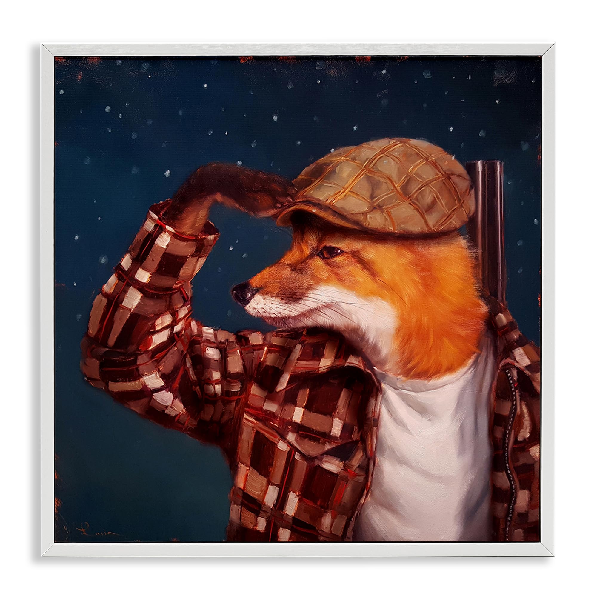 Stupell Industries Red Fox Tartan Plaid Fashion Cap Nighttime Sky, Design by Lucia Heffernan