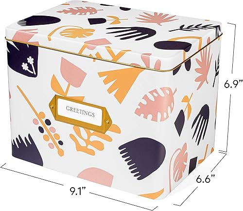 Vista 16 de Jot & Mark Juego de caja organizadora de tarjetas de felicitación, caja de lata decorativa para recetas, separadores de pestañas, tarjetas de Meadow