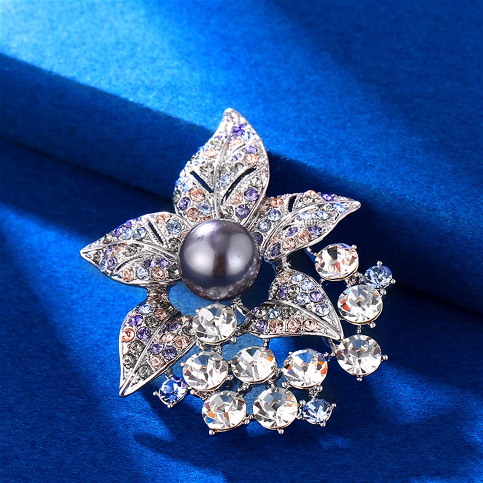 Wedding Brooch Blumenbrosche Pin Bunte Blume Broschen simulierte Kristall- und Faux Perle Brosche for Frauen Damen Kleidung Dekoration (Size :)
