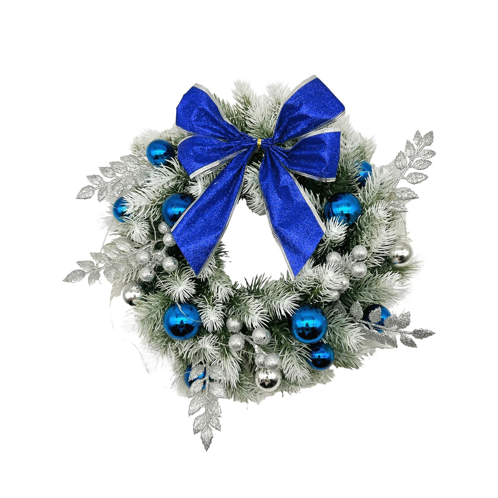 Photo 1 of 15.75 Inch Christmas Decoration LED Wreath, Christmas Wreath for The Front Door Artificial Christmas Wreath for Party Blue