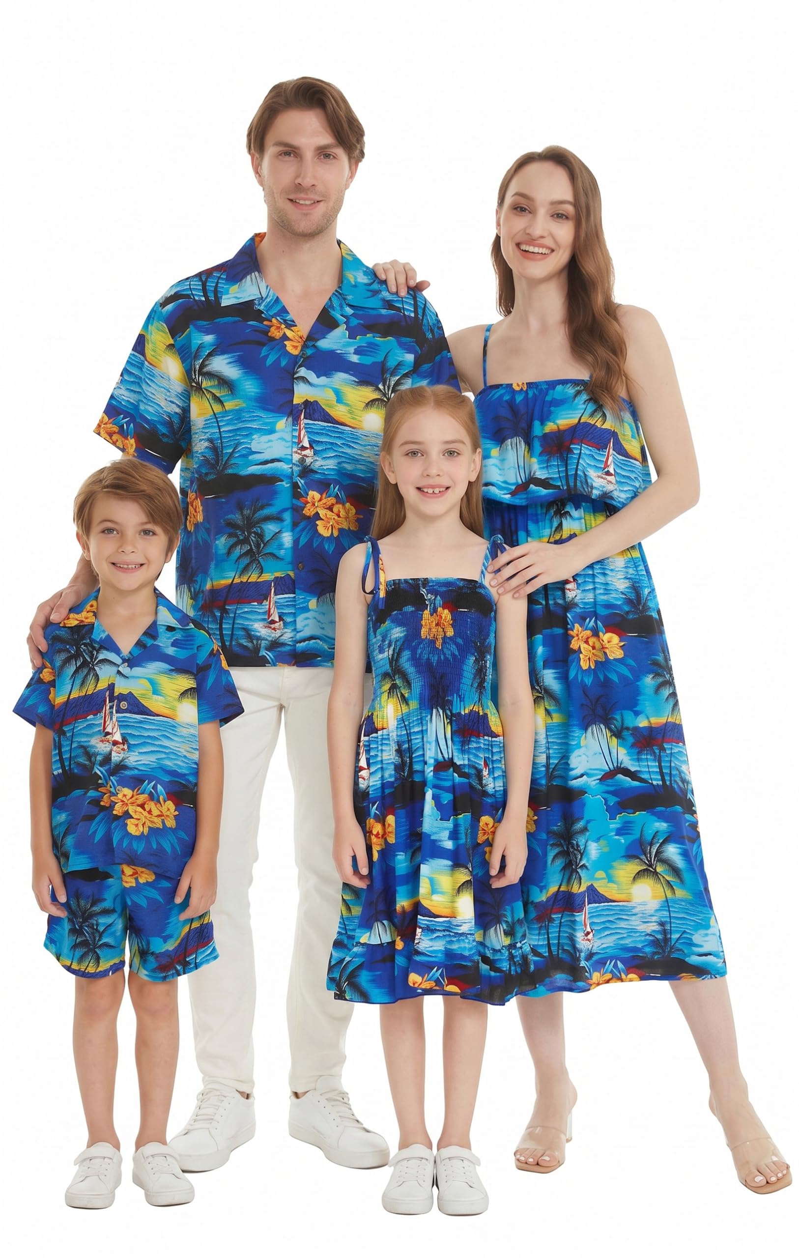 Hawaii Hangover Family Matching Hawaiian Clothes, Sunset Blue