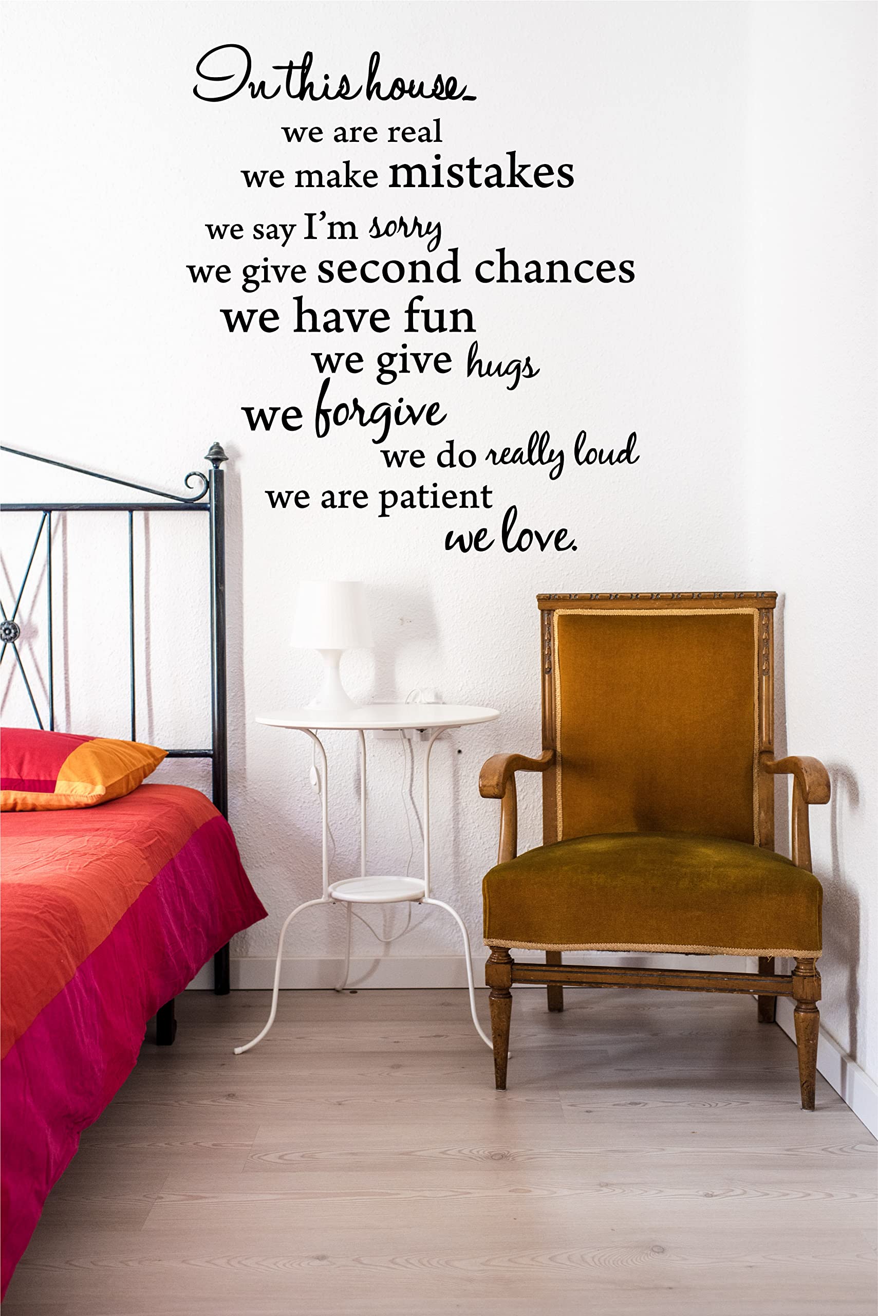 Blinggo Black in This House Wall Art Vinyl Decal, 20 inch x 20 inch Vinyl Wall Art Inspirational Quotes and Saying Home Decor Decal Sticker Steams