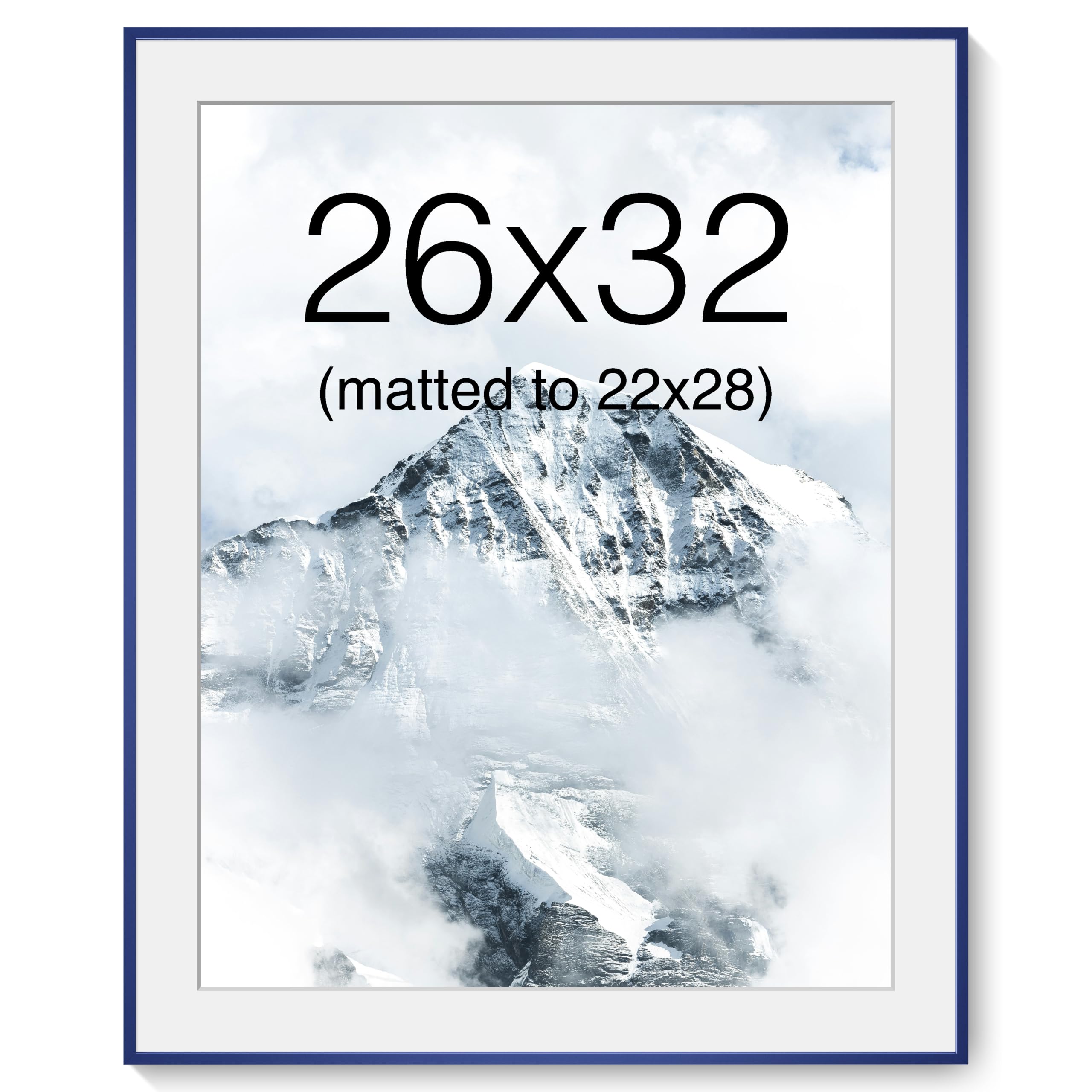 Acovy 26x32 Picture Frame, Aluminum Photo Frame Matted to 22x28, 26 x 32 Poster Frame with High Definition Tempered Glass, Metal Frame for Wall, Wall Hook Included